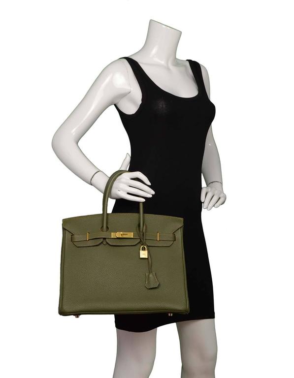 Hermes Olive Green Togo Leather Special Order 35cm Birkin Bag GHW