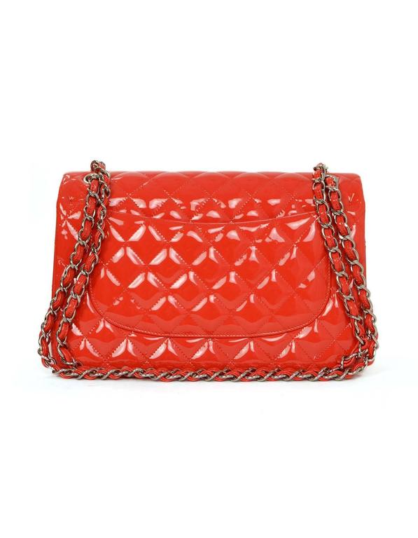 Chanel Red Quilted Patent Jumbo Double Flap Bag SHW For Sale at 1stDibs