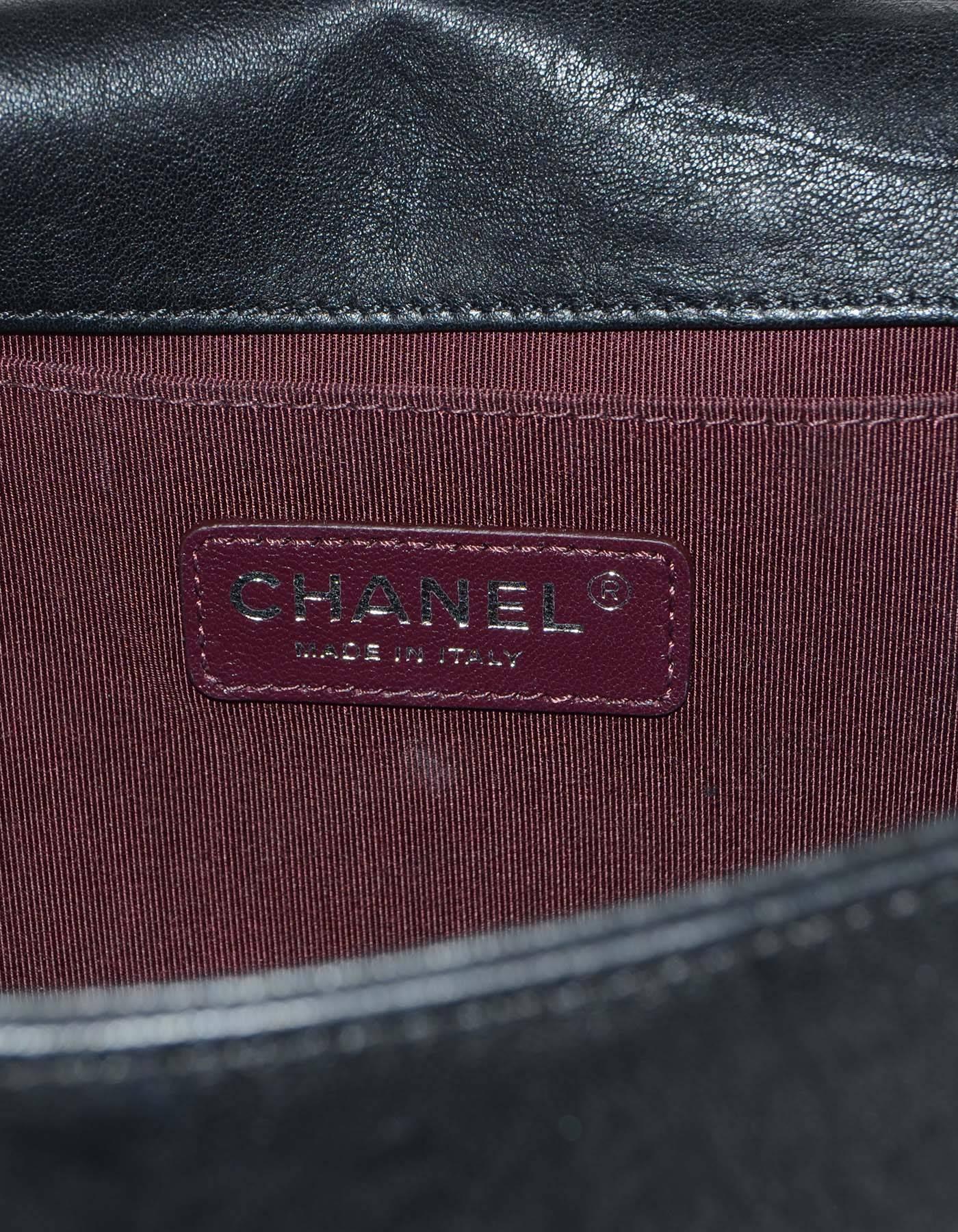 Chanel Limited Edition Black Distressed Leather Studded Medium Boy Bag SHW In Excellent Condition In New York, NY