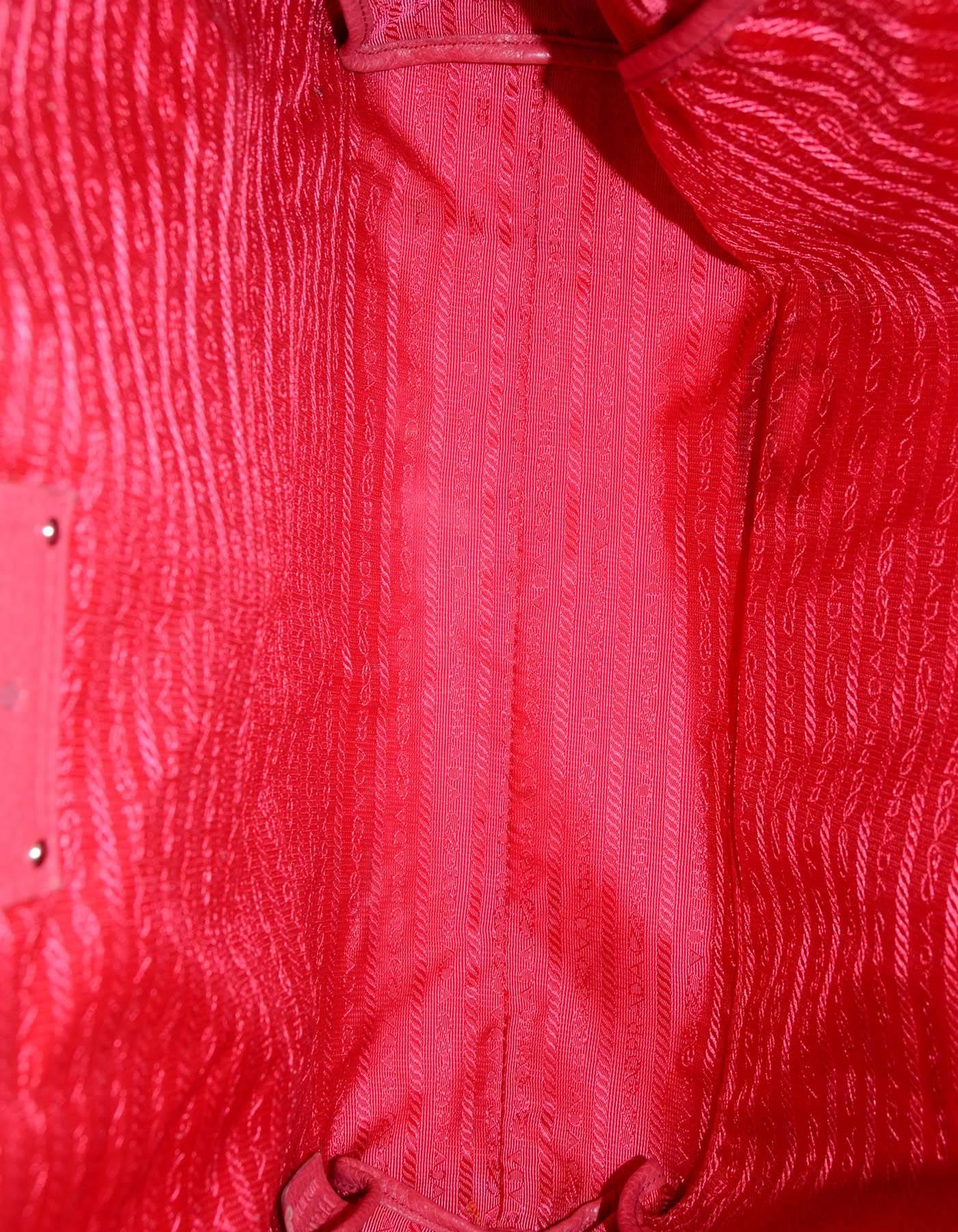 Prada Hot Pink Calfskin Leather Tote SHW 1