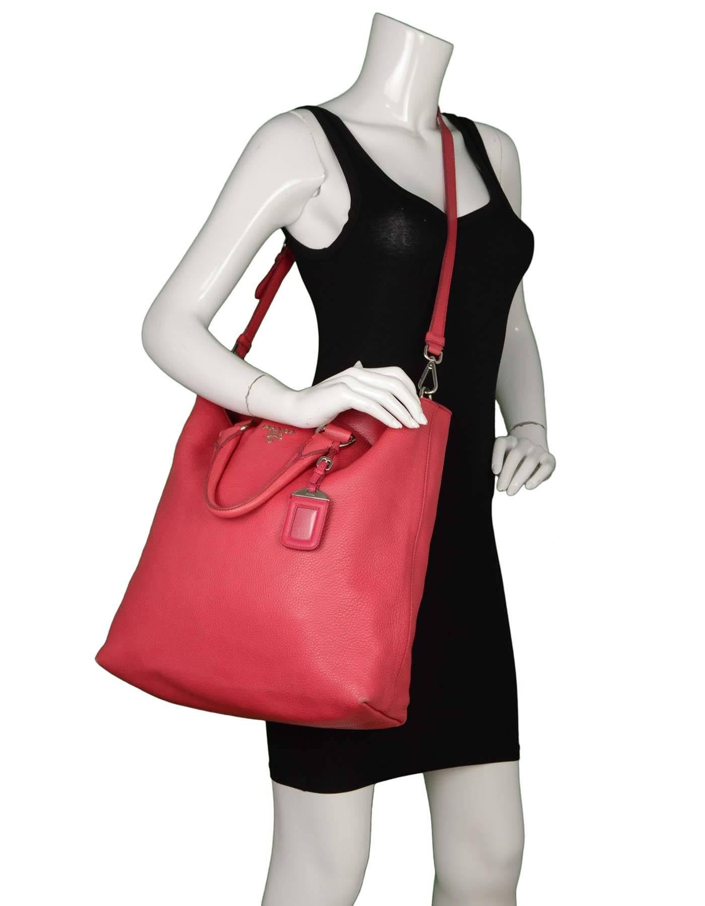 Prada Hot Pink Calfskin Leather Tote SHW 4