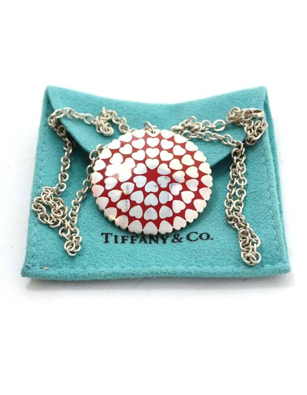 Tiffany and Co. Sterling and Red Heart Printed Pendant Necklace For