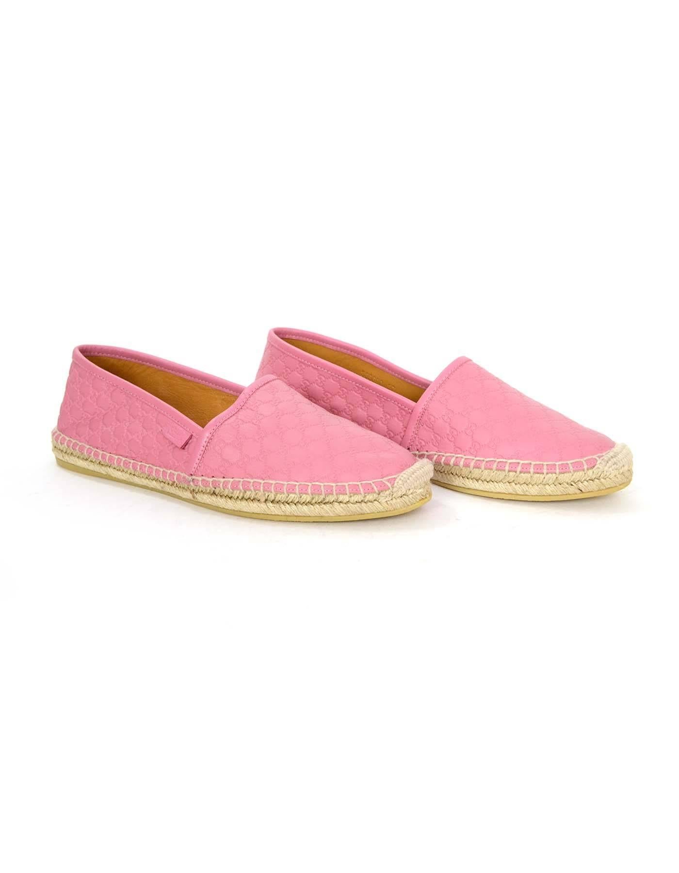 Women's Gucci Pink Microguccissima Leather Espadrilles sz 37