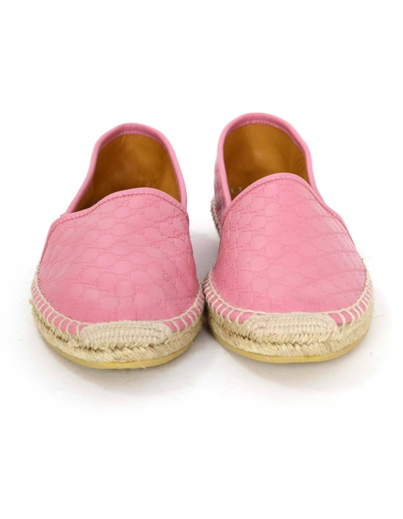 Gucci Pink Microguccissima Leather Espadrilles sz 37 In Excellent Condition In New York, NY