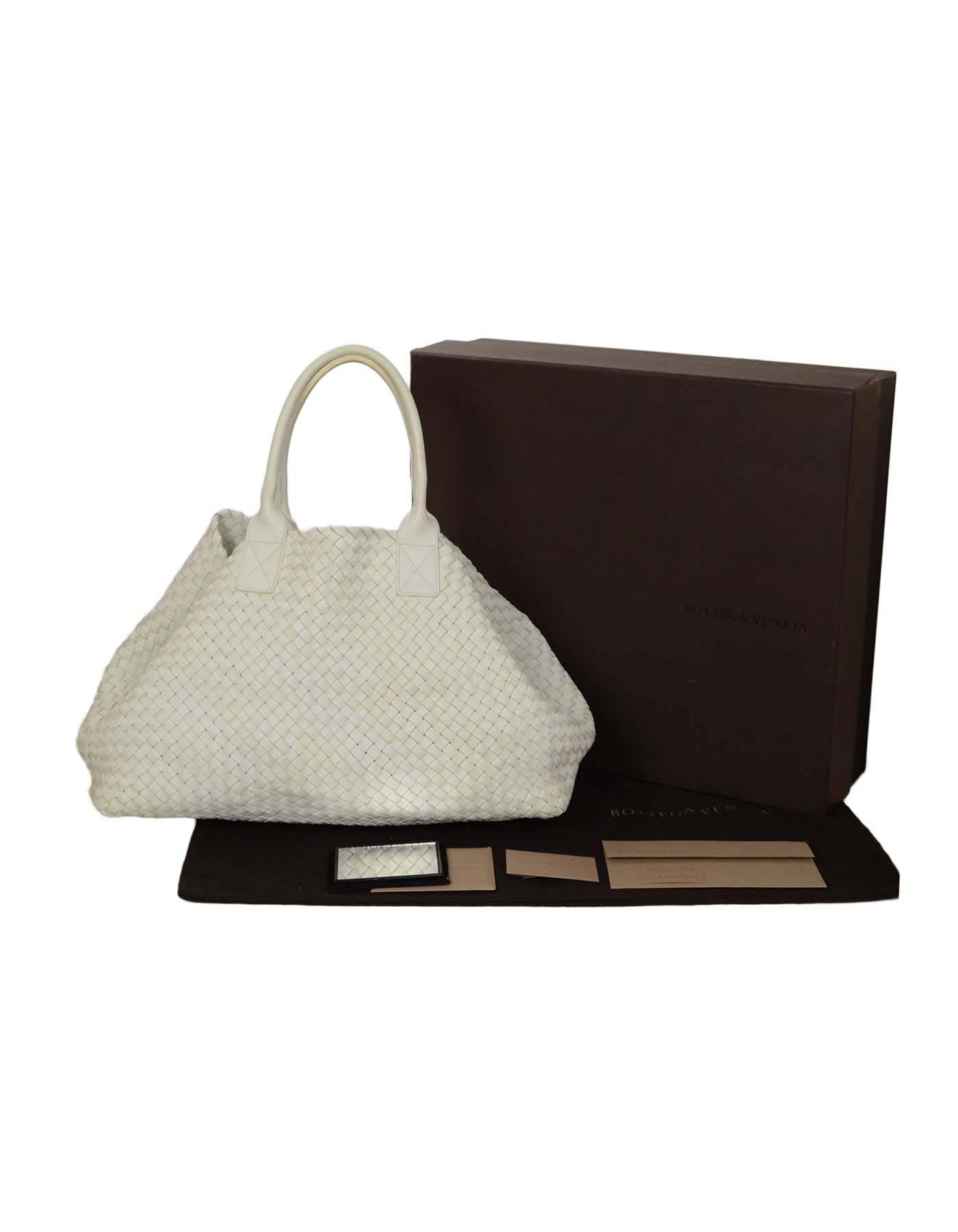 Große handgewebte Cabat-Tragetasche von Bottega Veneta aus weißem Leder Neu 10.300 $ 4