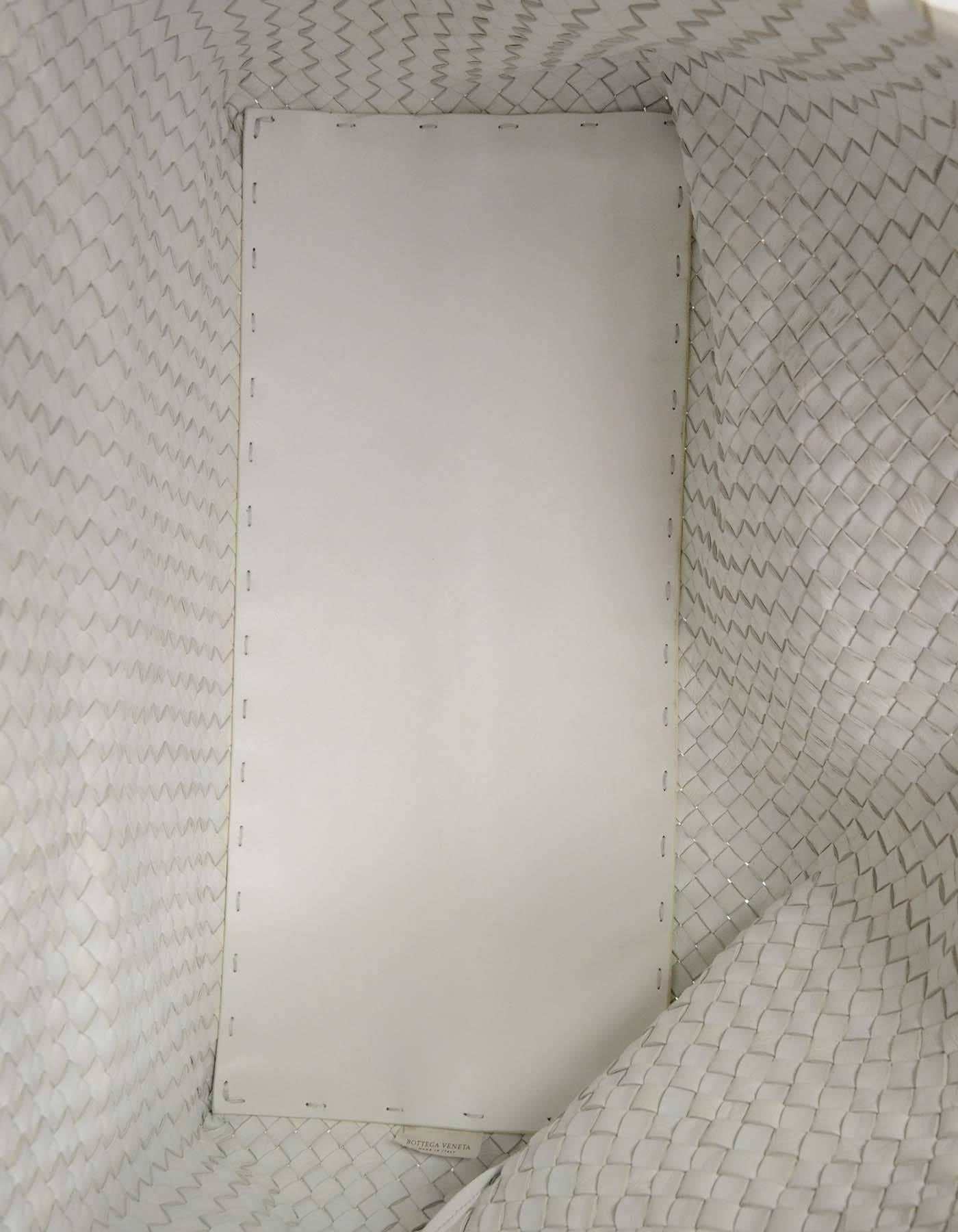 Große handgewebte Cabat-Tragetasche von Bottega Veneta aus weißem Leder Neu 10.300 $ 1