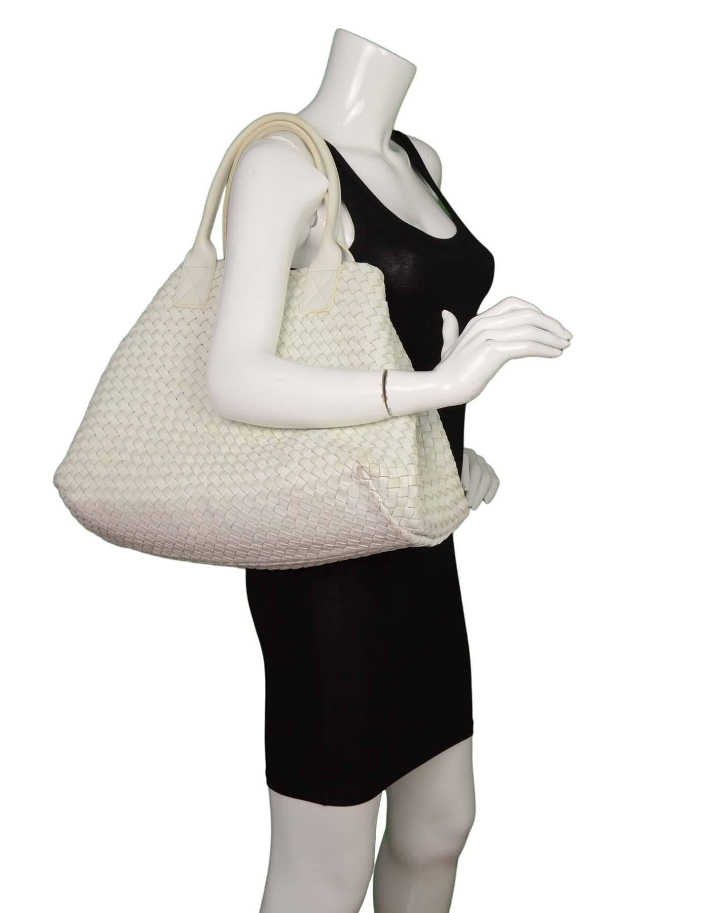 Große handgewebte Cabat-Tragetasche von Bottega Veneta aus weißem Leder Neu 10.300 $ 5