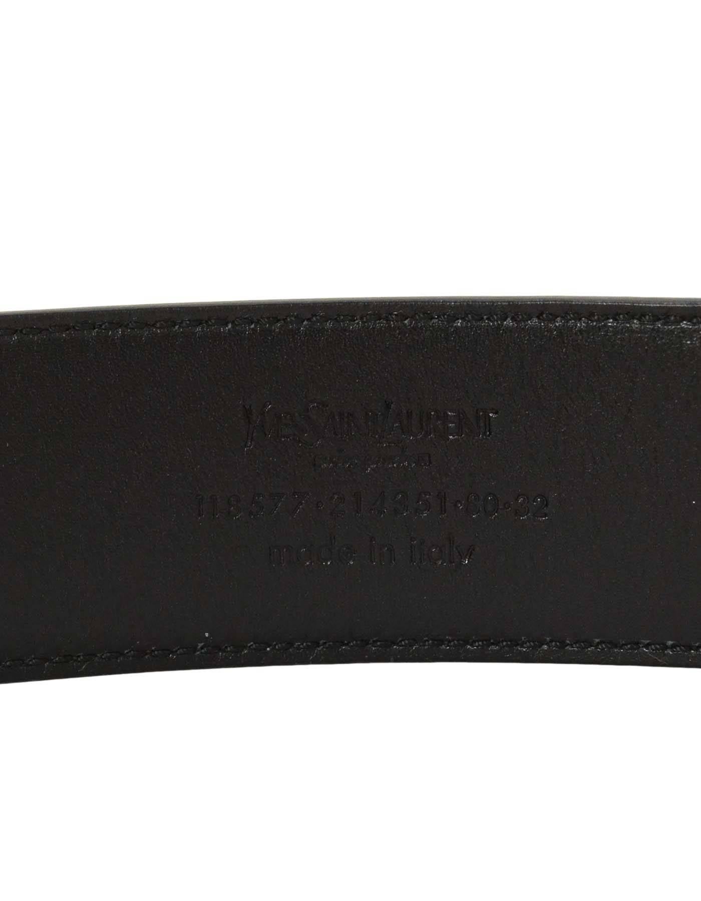Women's Yves Saint Laurent Black Leather Belt sz 80 SHW
