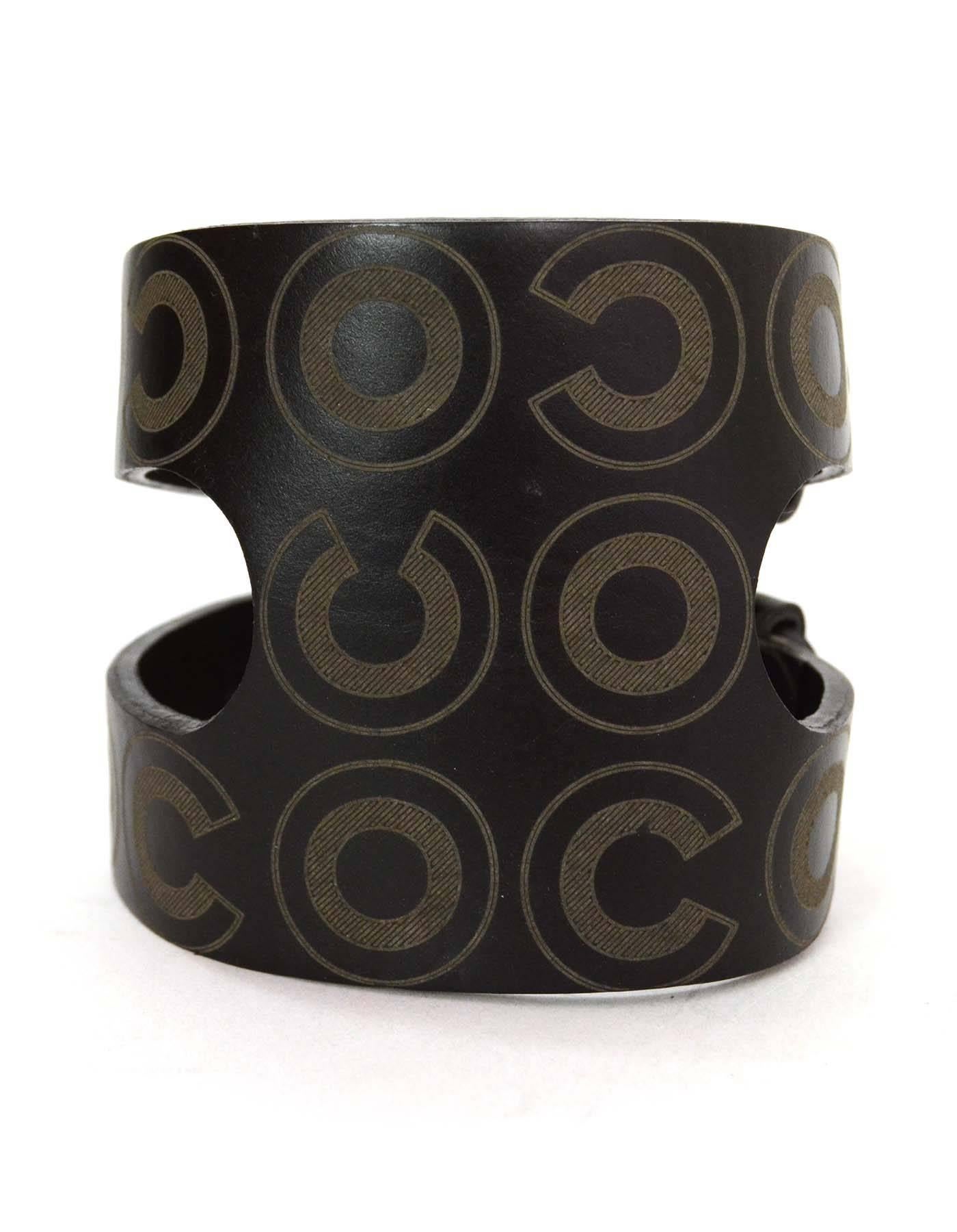 Chanel Black Leather Coco Double Buckle Bracelet GHW In Excellent Condition In New York, NY