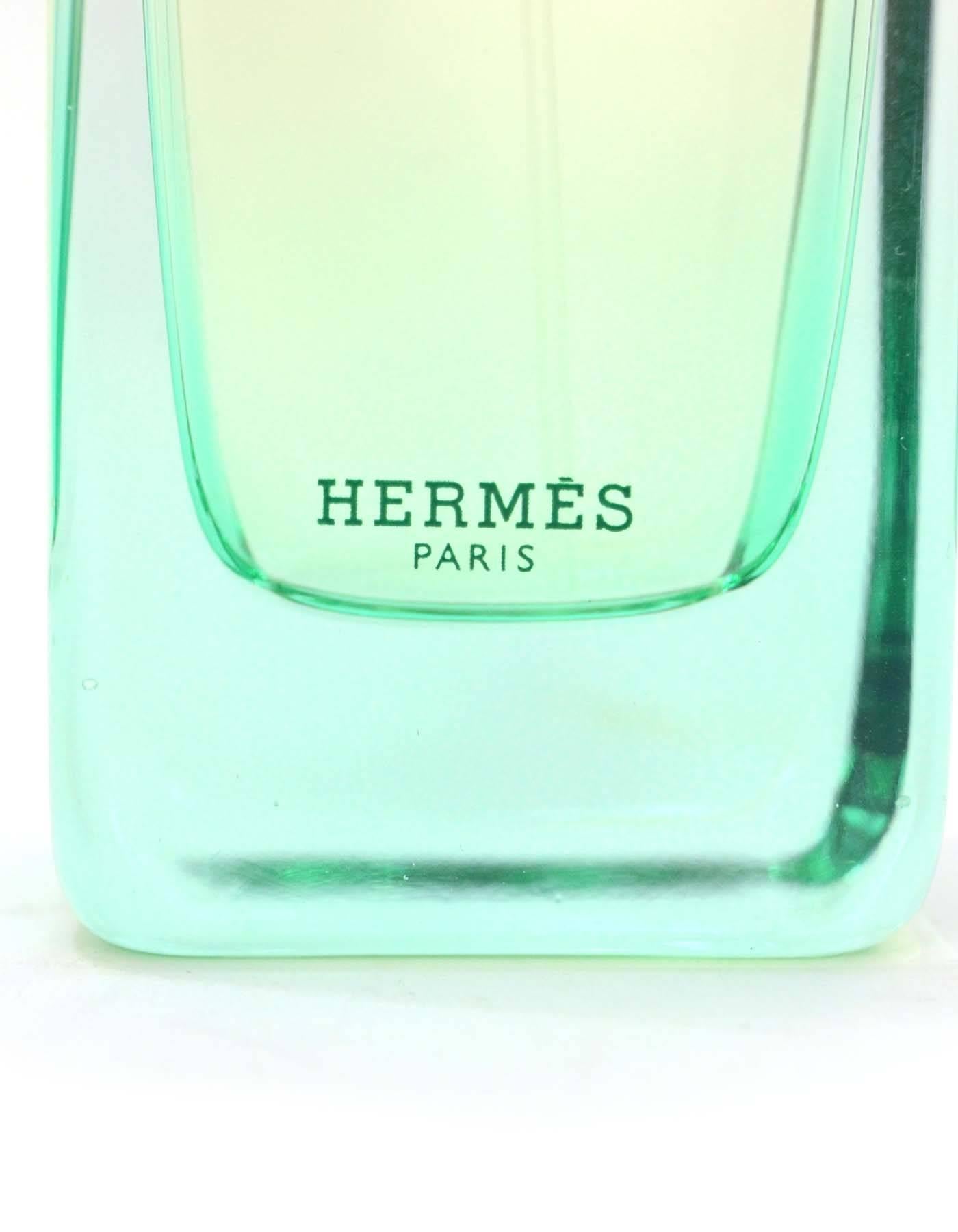 Hermes 'Un Jardin Sur Le Nil' Eu De Toilette Perfume 
Hermes was inspired by the Nile River- a symbol of renewal and fertility- when creating this fragrance
Made In: France
Color: Clear
Materials: Perfume, Glass and resin
Closure/Opening: