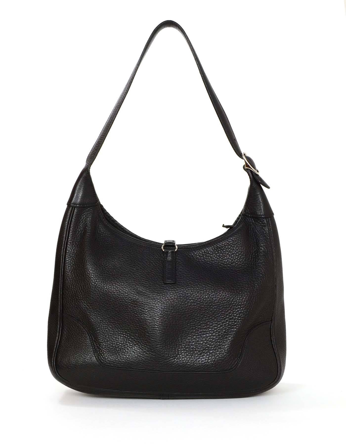 Hermes '98 Black Clemence 31CM Trim Shoulder Bag PHW In Excellent Condition In New York, NY
