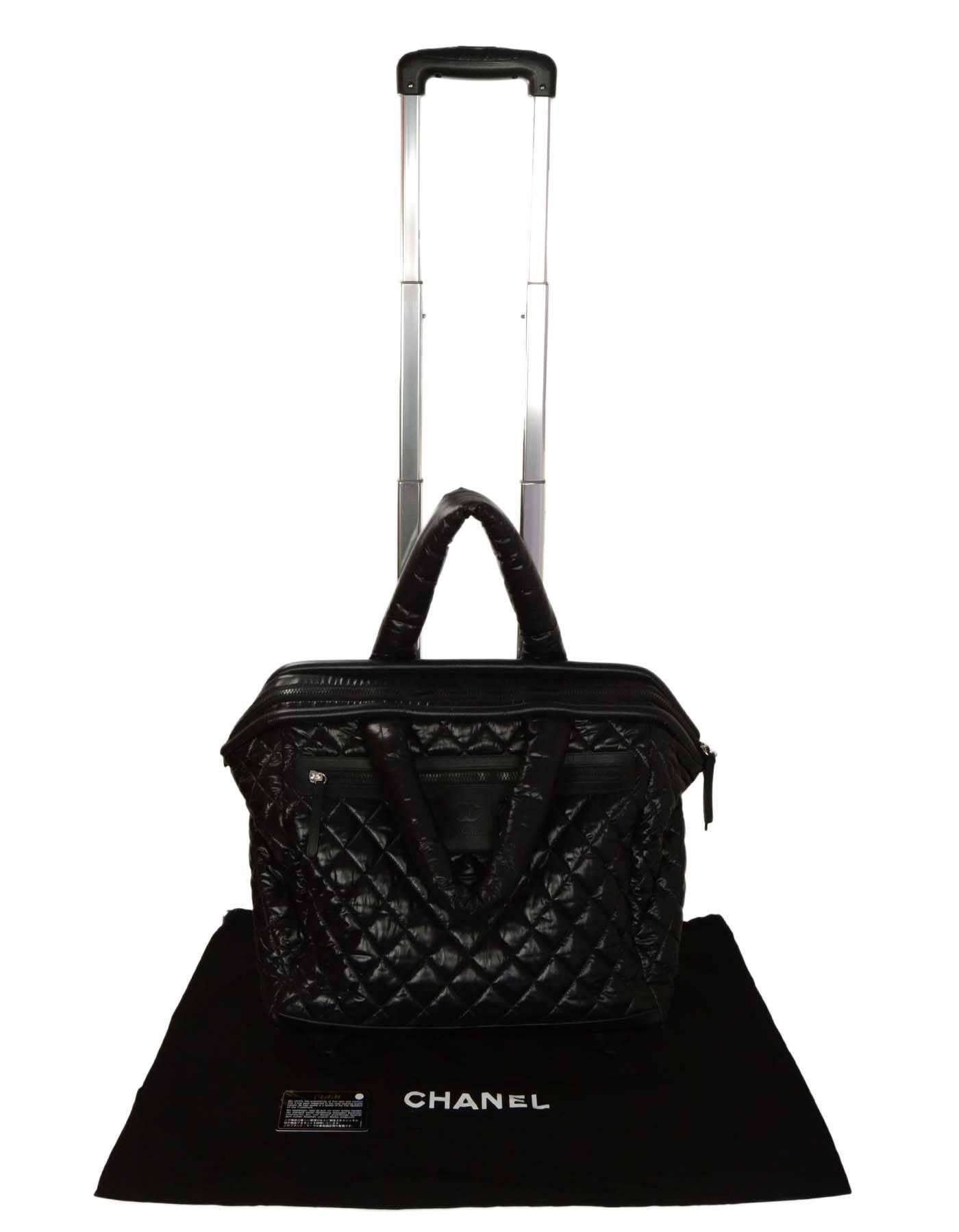 Chanel Black Coco Cocoon Quilted Trolley Luggage Wheely 2