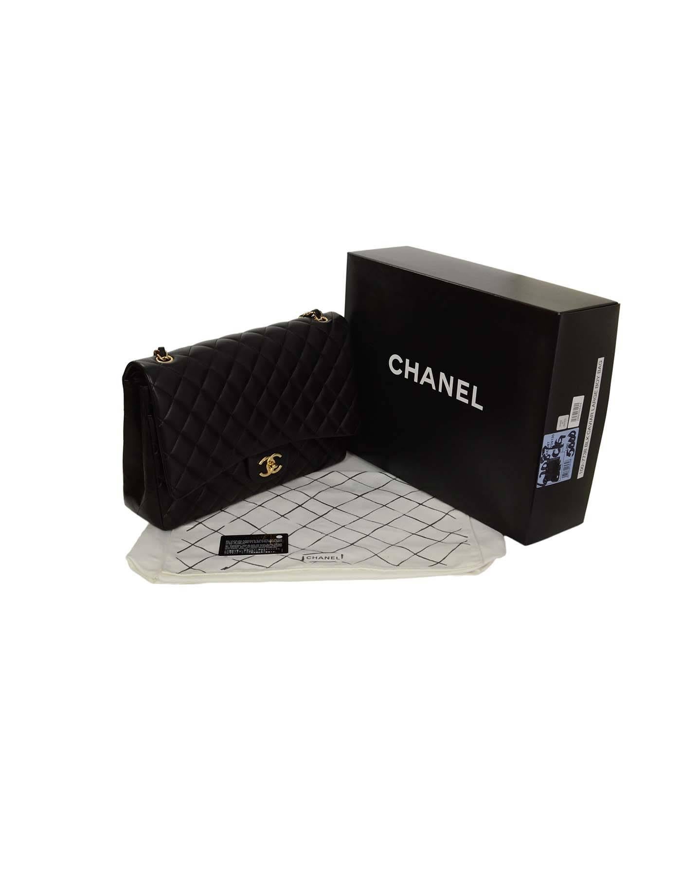 Chanel Black Quilted Lambskin Maxi Classic Double Flap Bag GHW 2