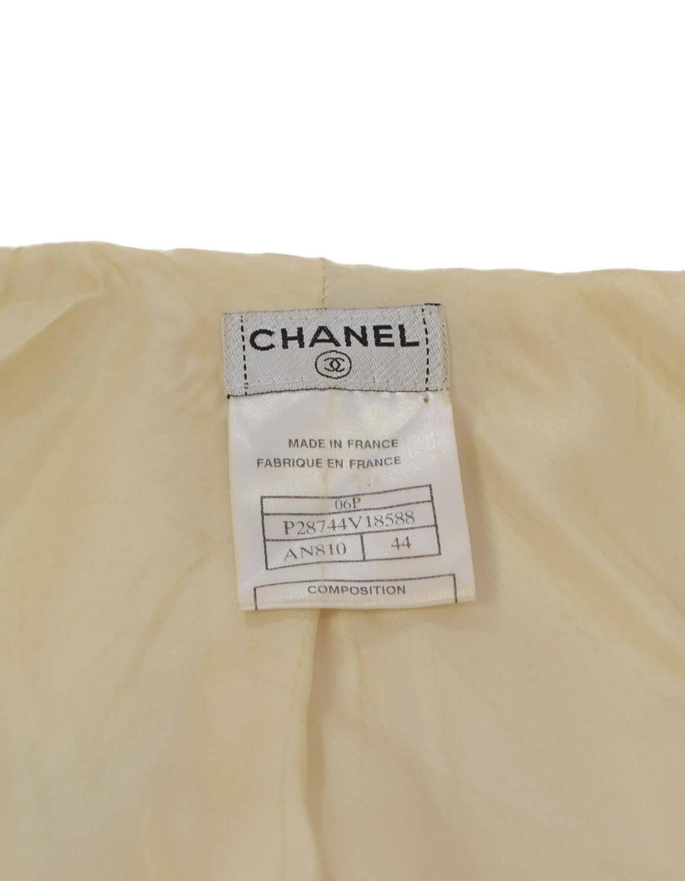 Chanel Ivory Textured Silk Asymmetrical Jacket sz 44 In Excellent Condition In New York, NY