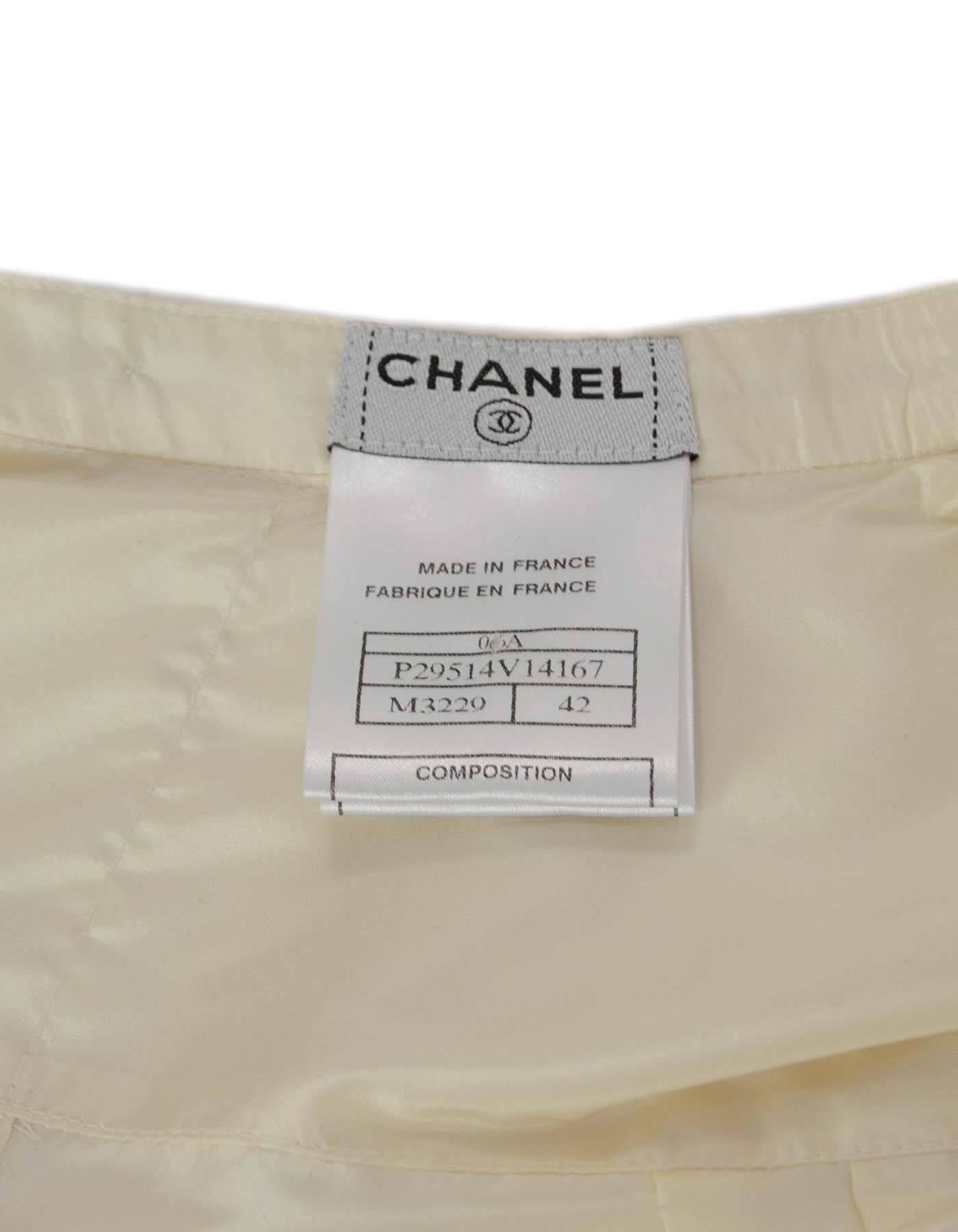 Women's Chanel Ivory Silk Ruffled Sleeveless Top sz 42