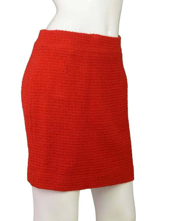 Chanel Red Wool Boucle Skirt sz 46 For Sale at 1stdibs