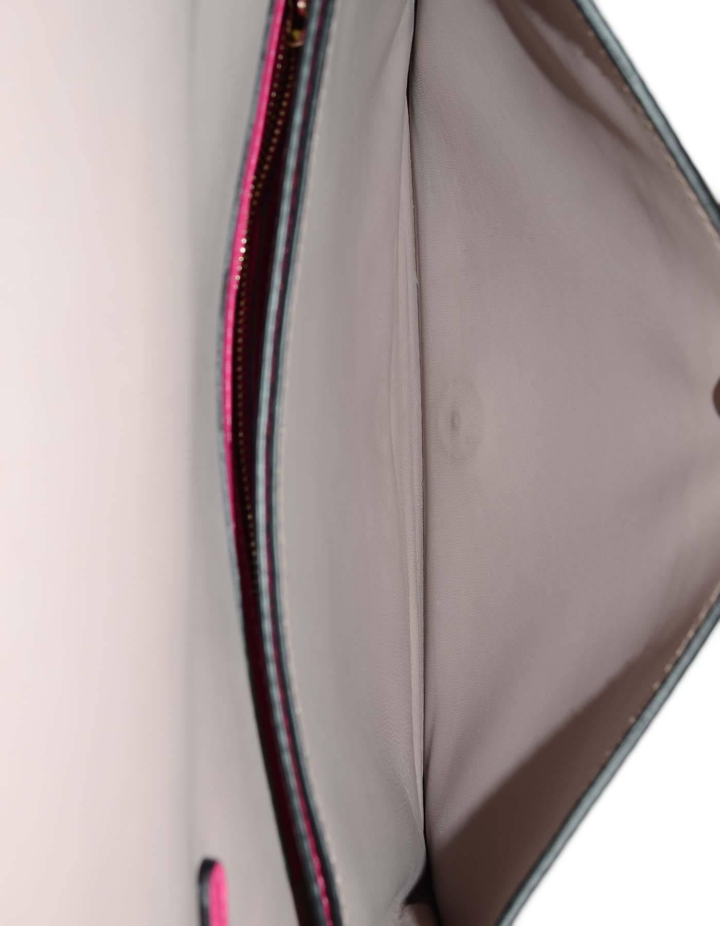 Women's Valentino Hot Pink Leather Rockstud Flap Wristlet Clutch Bag SHW rt. $1, 695