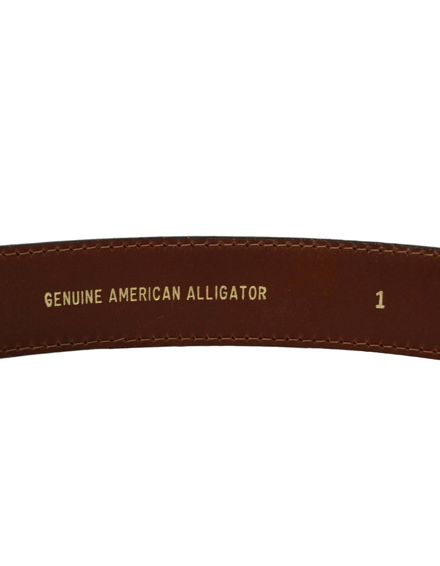 Women's Kieselstein-Cord Brown Alligator Skin Belt Strap sz 80