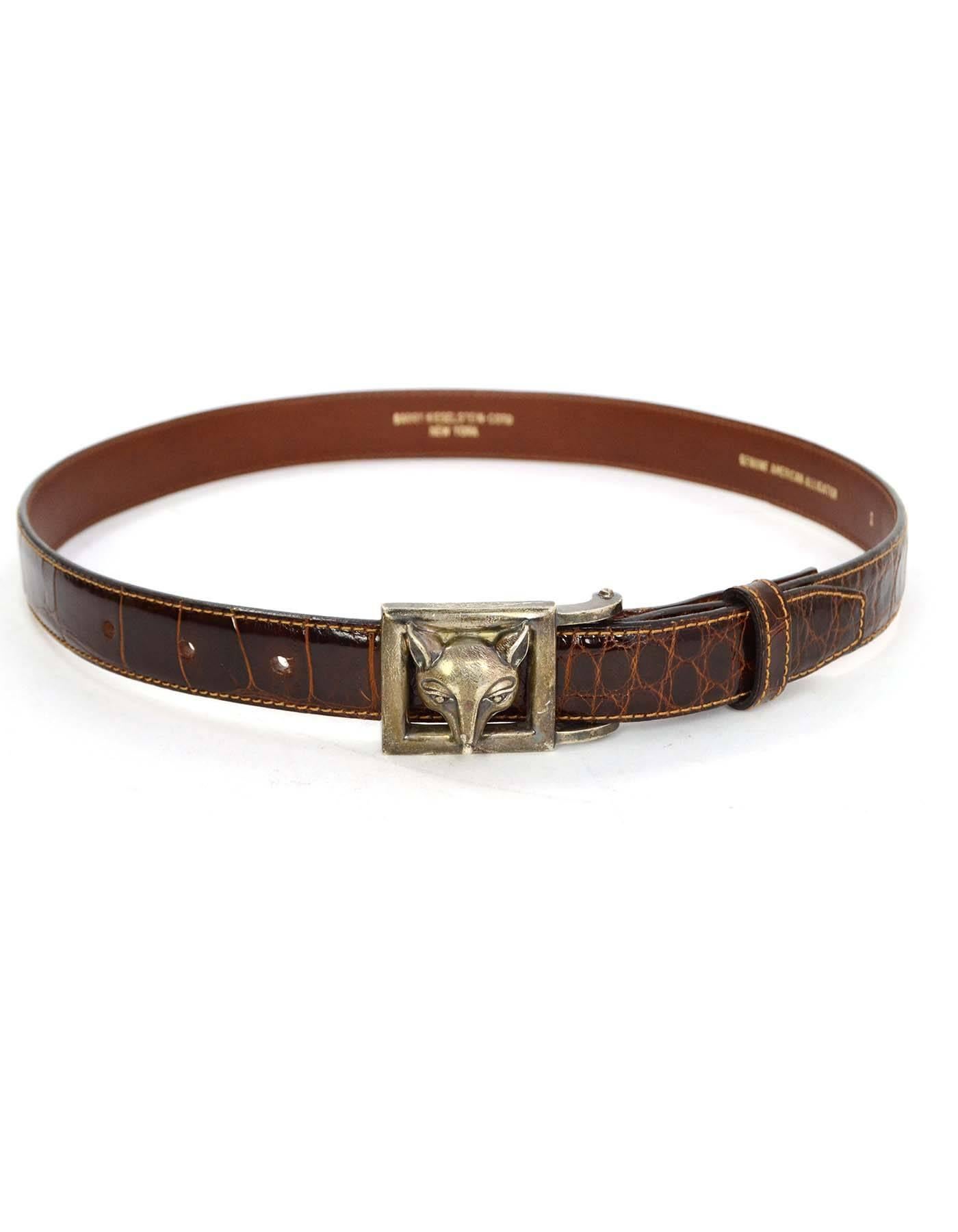 Kieselstein-Cord Alligator Skin Belt Strap
**Note: Does NOT include belt buckle**
Color: Brown
Hardware: Brown and silvertone
Materials: Alligator skin and leather
Closure/Opening: Double snap button closure
Stamp: Barry Kieselstein-Cord New