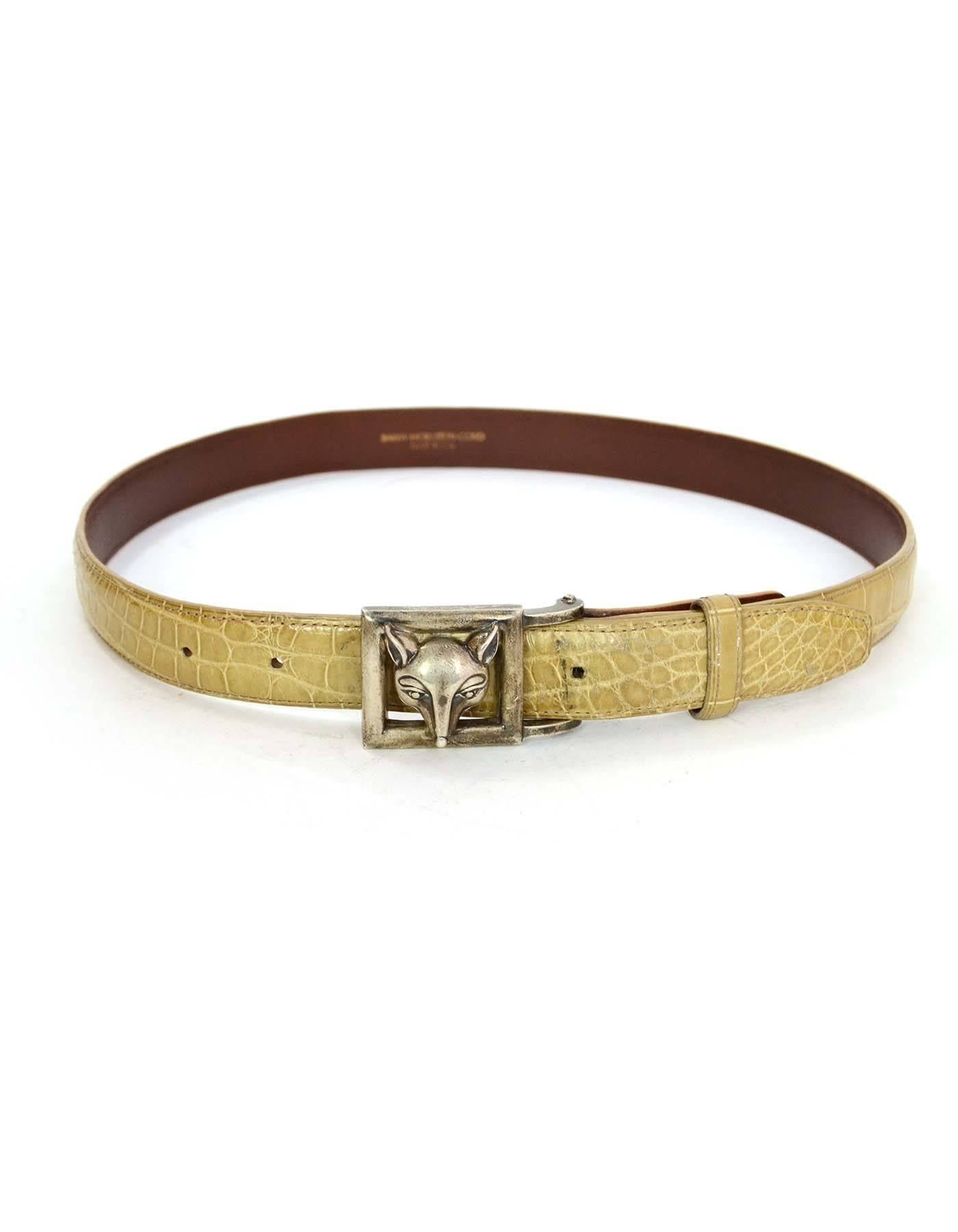 Kieselstein-Cord Alligator Skin Belt Strap
**Note: Does NOT include belt buckle**
Color: Beige & brown
Hardware: Black and silvertone
Materials: Alligator skin and leather
Closure/Opening: Double snap button closure
Stamp: Kieselstein-Cord New