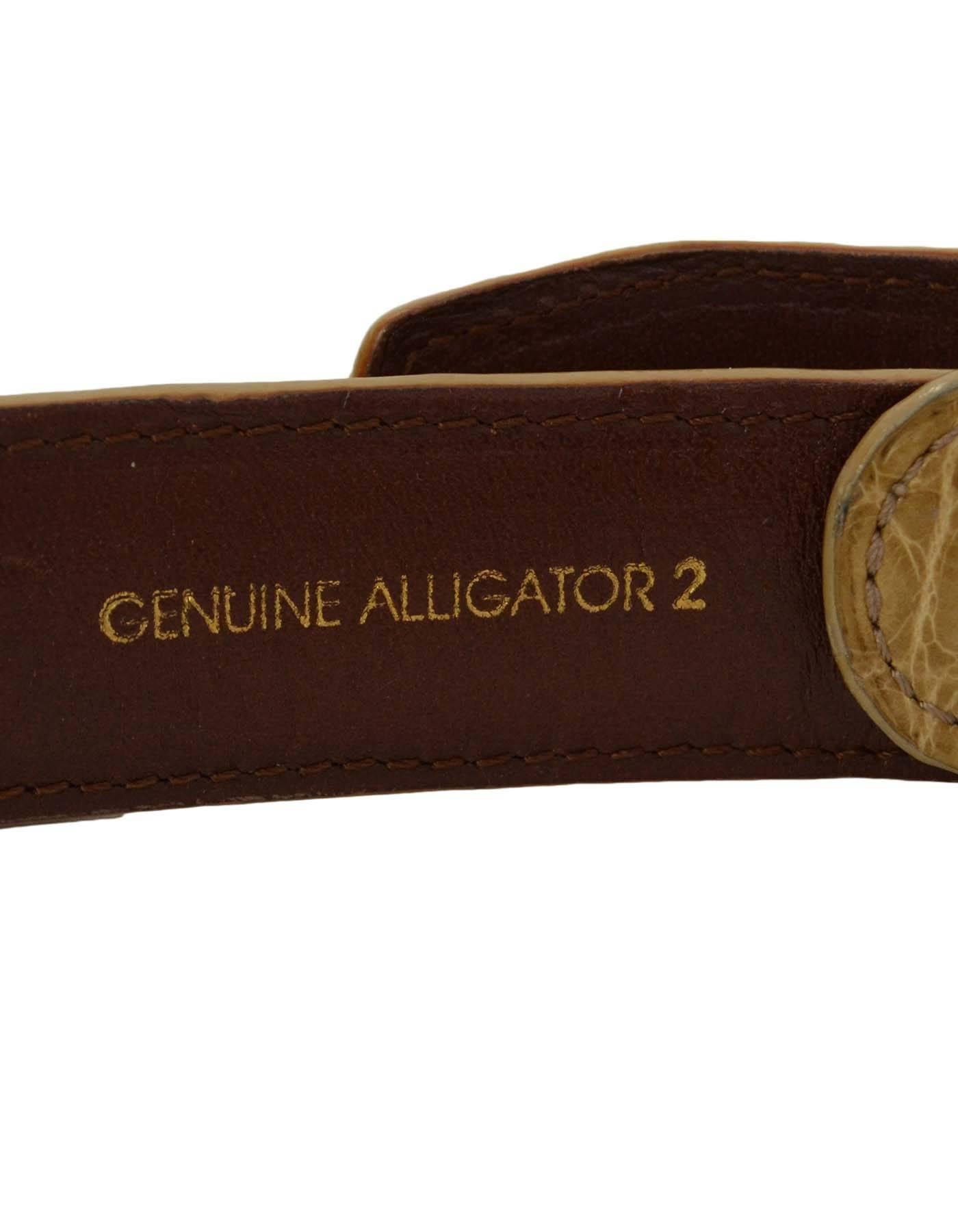 Kieselstein-Cord Beige Alligator Skin Belt Strap sz 85 1