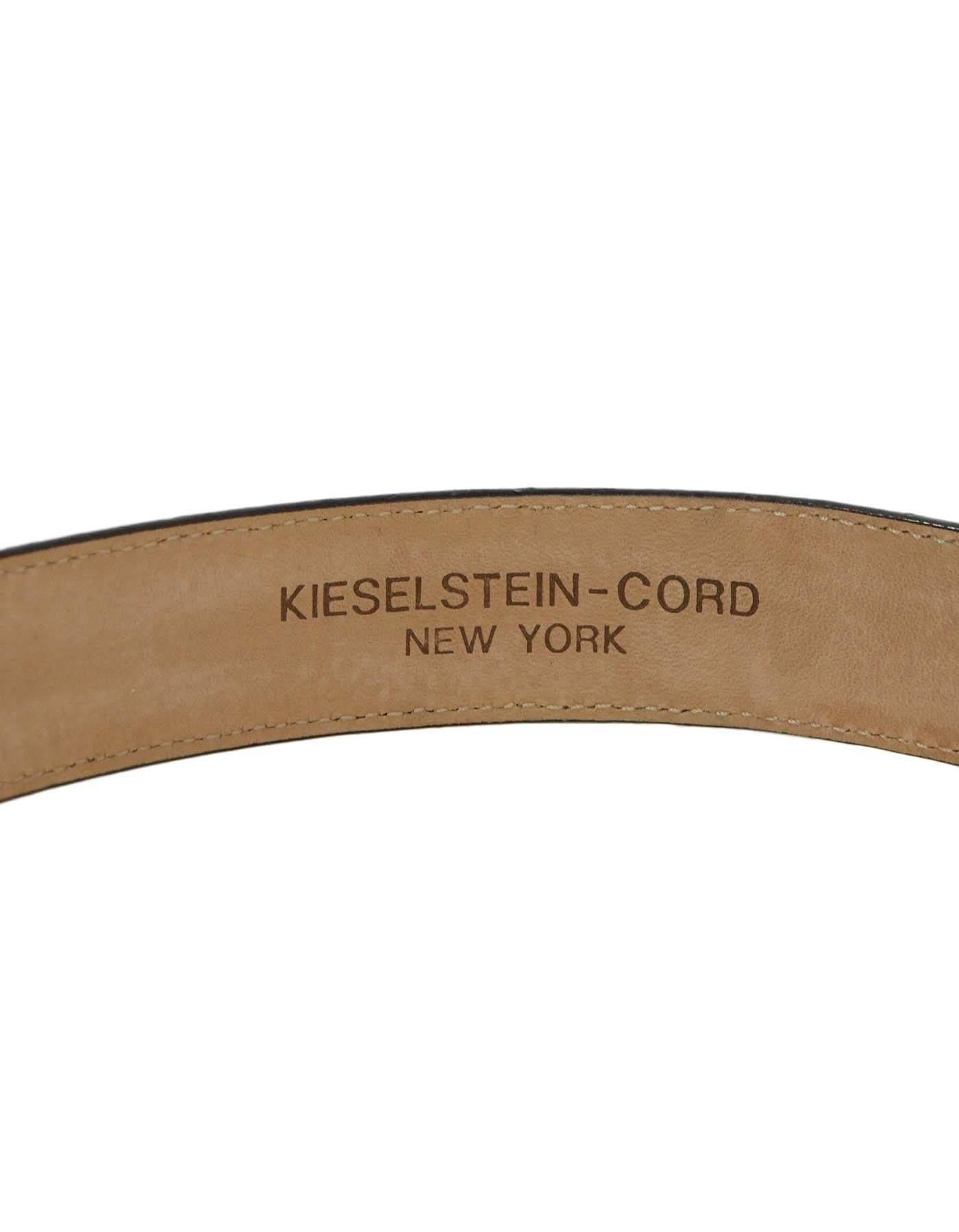 Kieselstein-Cord Black & Cream Lizard Skin Belt Strap sz 80 In Excellent Condition In New York, NY