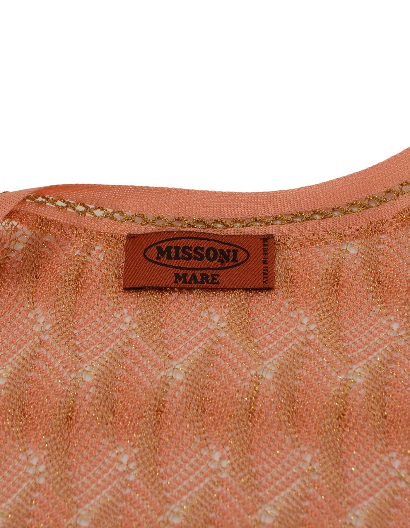 Women's Missoni Peach & Gold Knit Kaftan sz 42