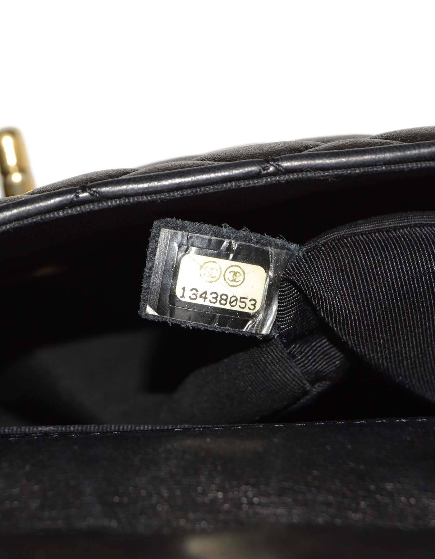 Chanel Black Quilted Lambskin Valentine Charm Flap Bag GHW In Good Condition In New York, NY