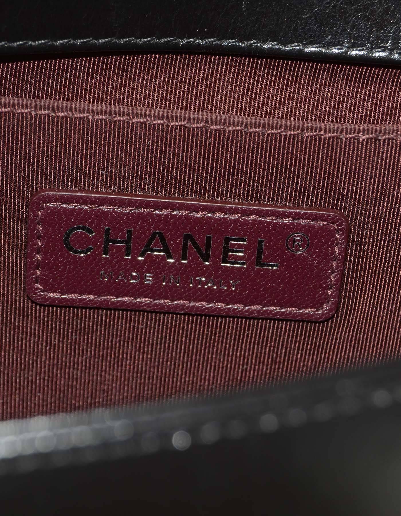 Women's Chanel '15 Black Distressed Leather Chain Around Medium Boy Bag SHW