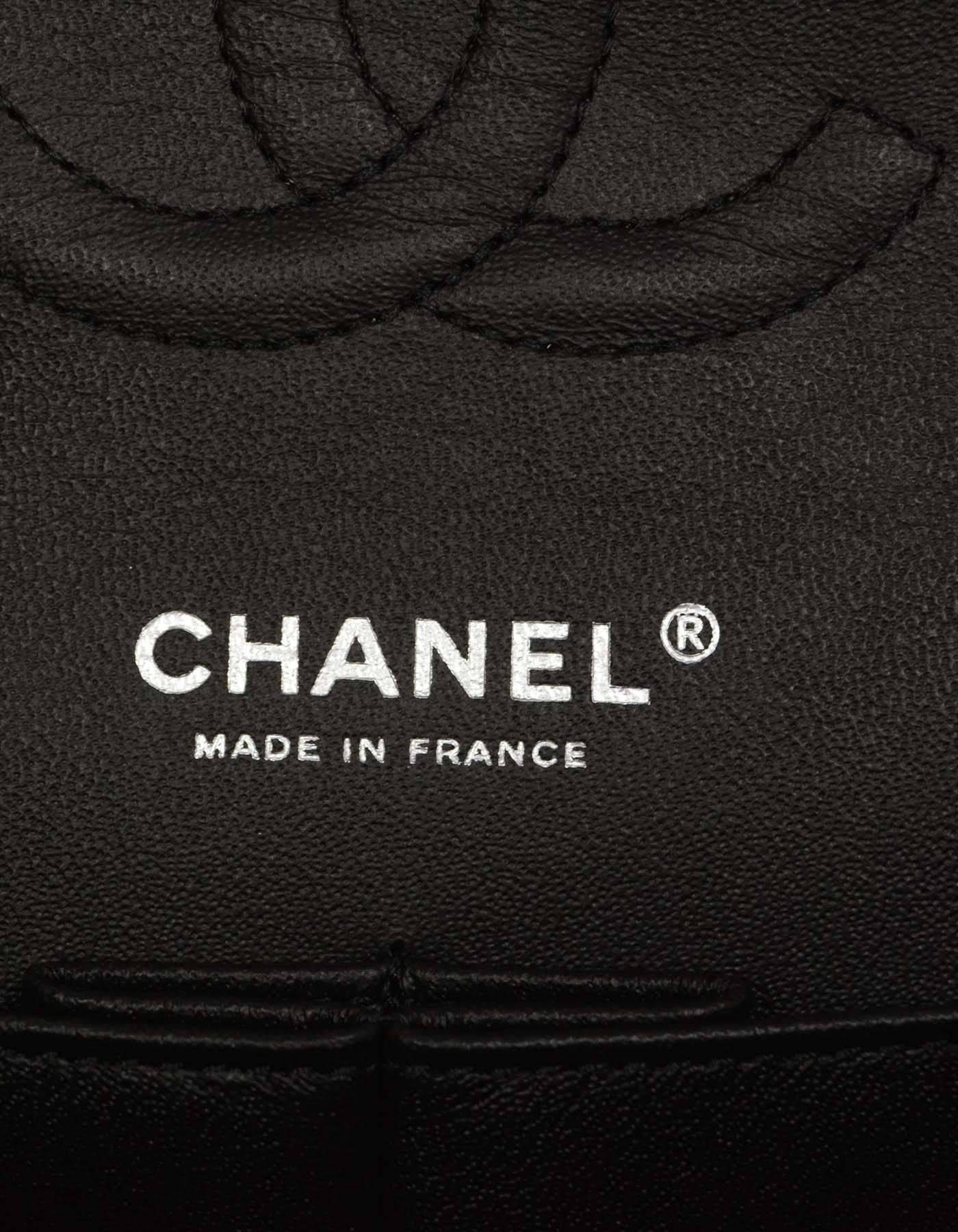 Chanel '16 RARE Black Calfskin Studded Airlines Medium Classic Double Flap Bag S In Excellent Condition In New York, NY