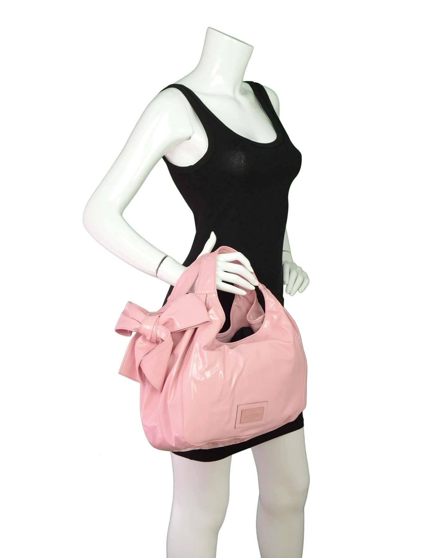 Valentino Pink Patent Large Nuage Bow Shoulder Tote Bag 1