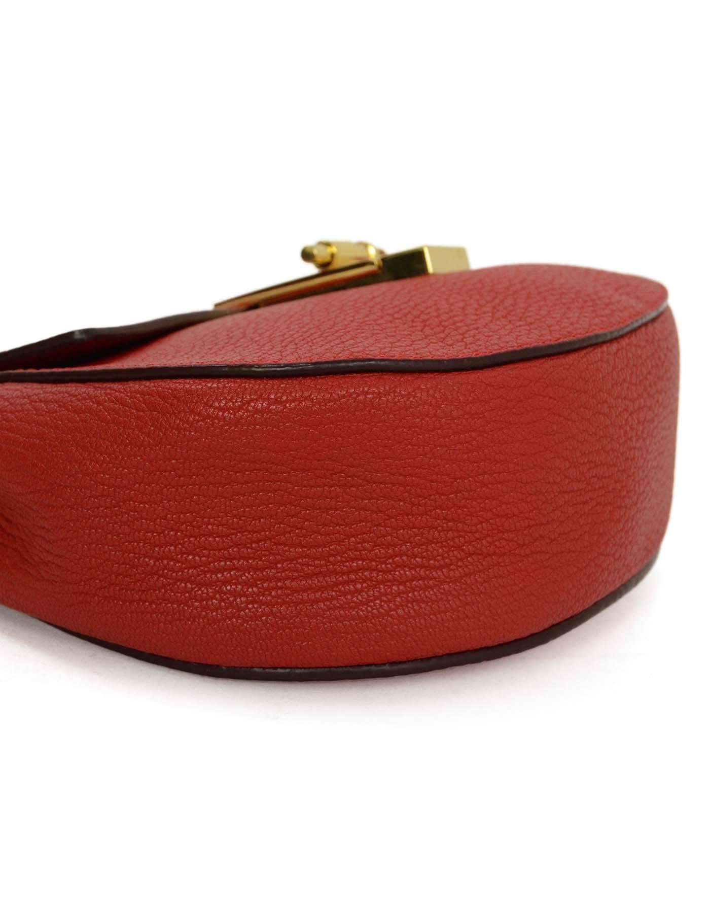 Women's Chloe Red Leather Drew Mini Crossbody Bag GHW