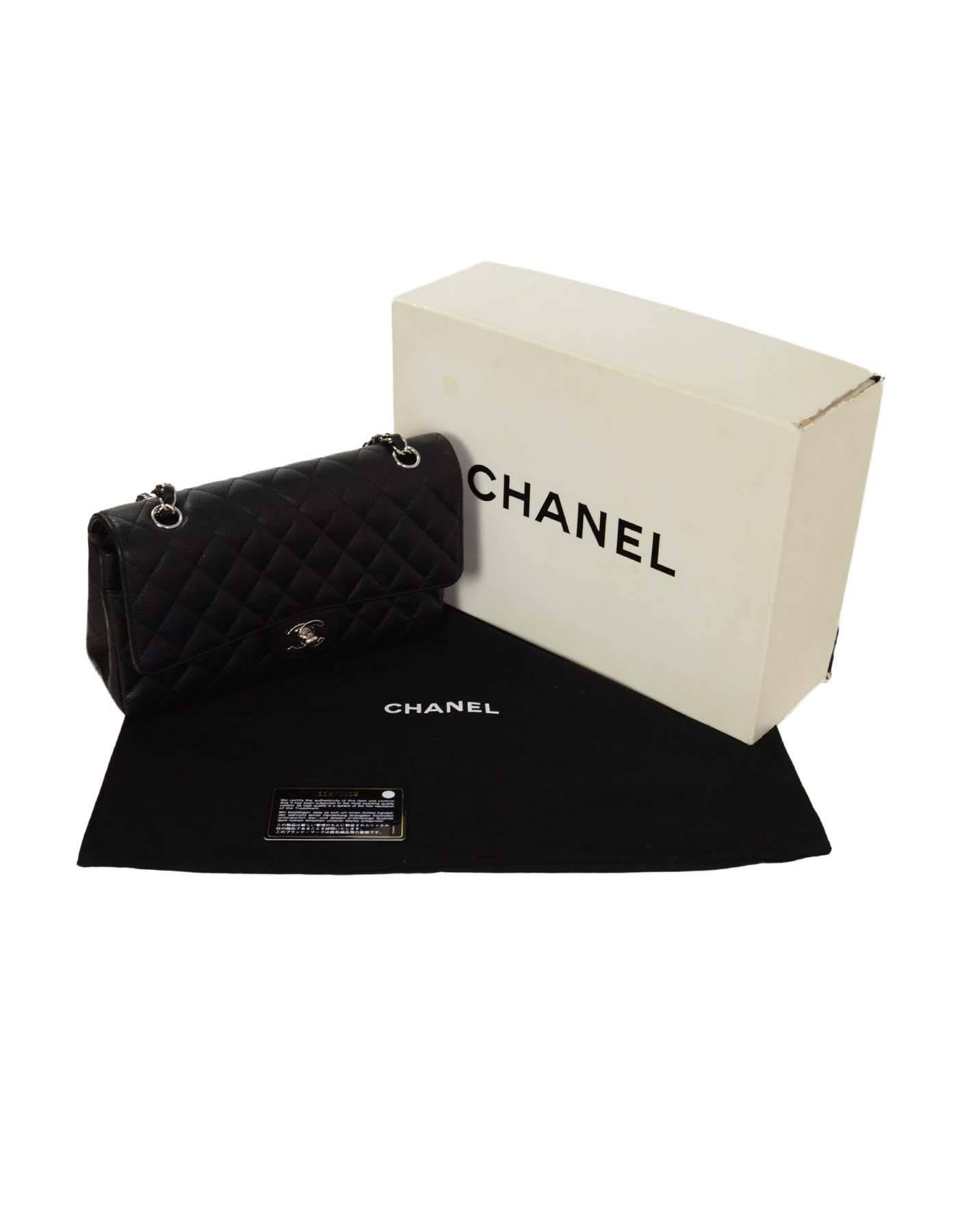 Chanel Black Quilted Caviar Double Flap 10