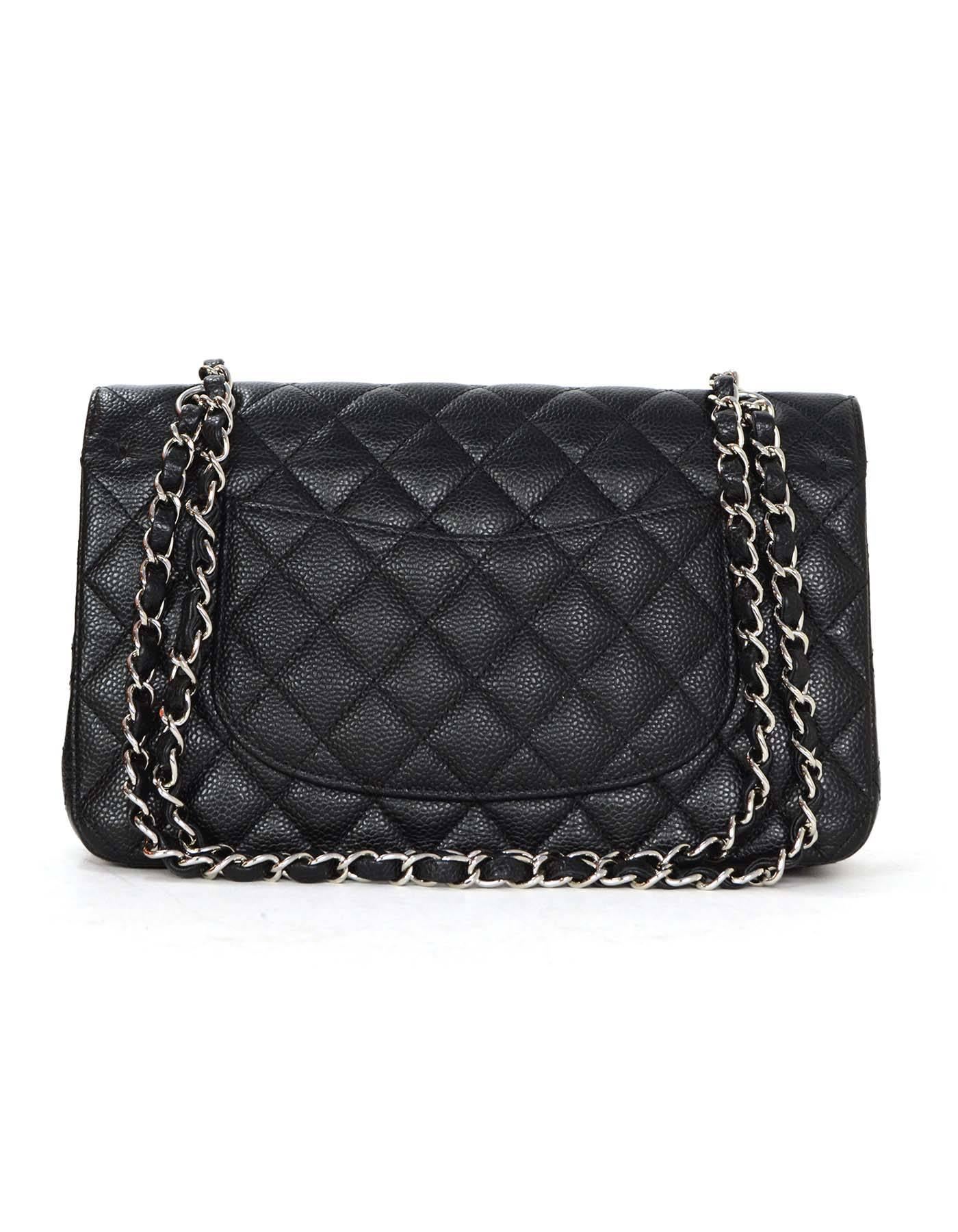 Chanel Black Quilted Caviar Double Flap 10