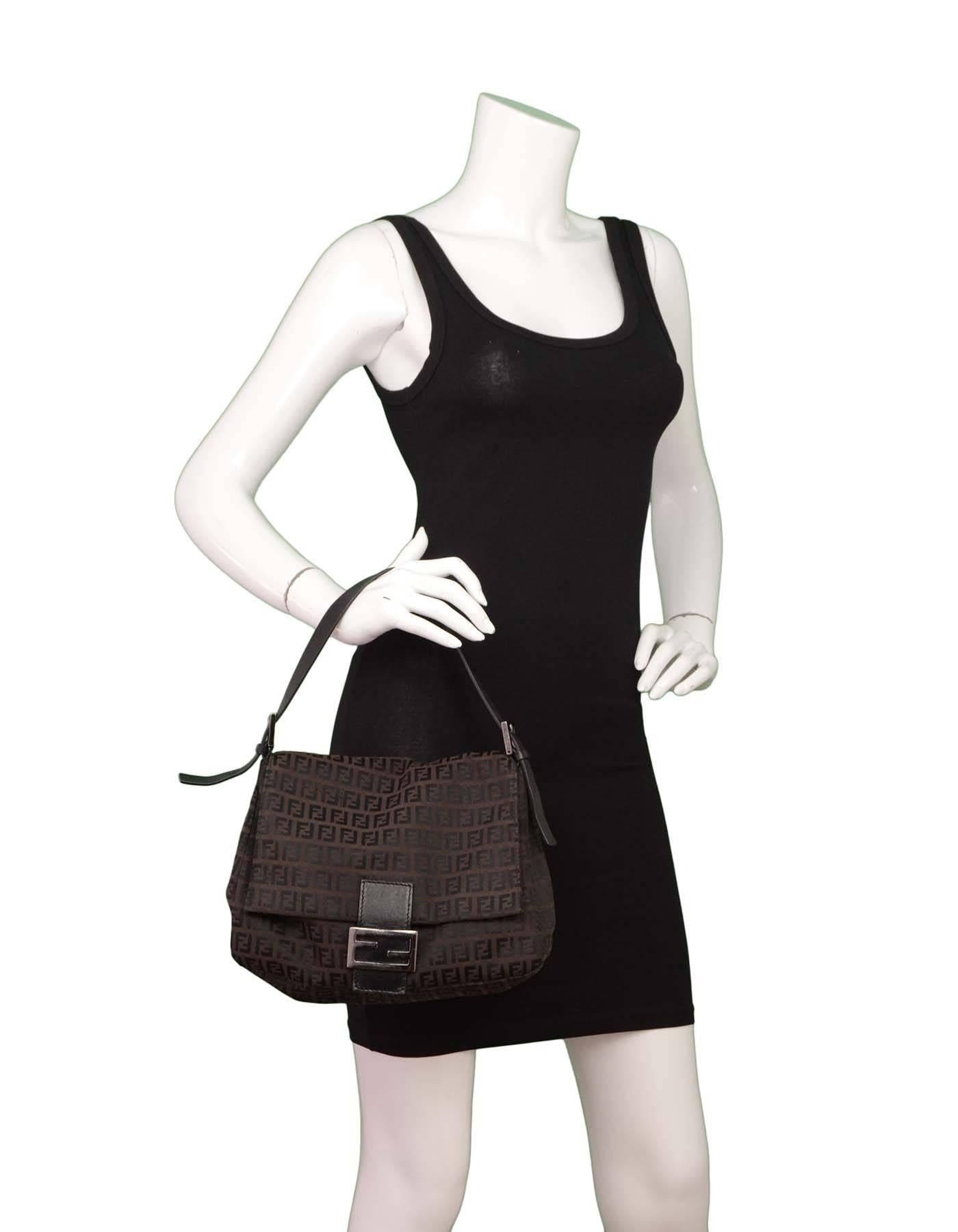 Fendi Brown Zucca Mama Baguette Shoulder Bag SHW 4