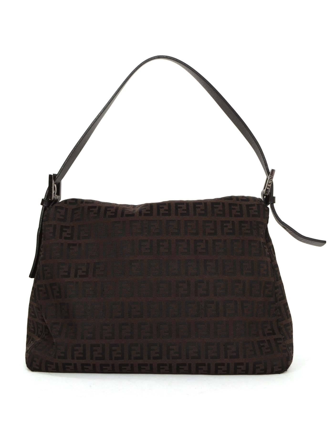 Black Fendi Brown Zucca Mama Baguette Shoulder Bag SHW