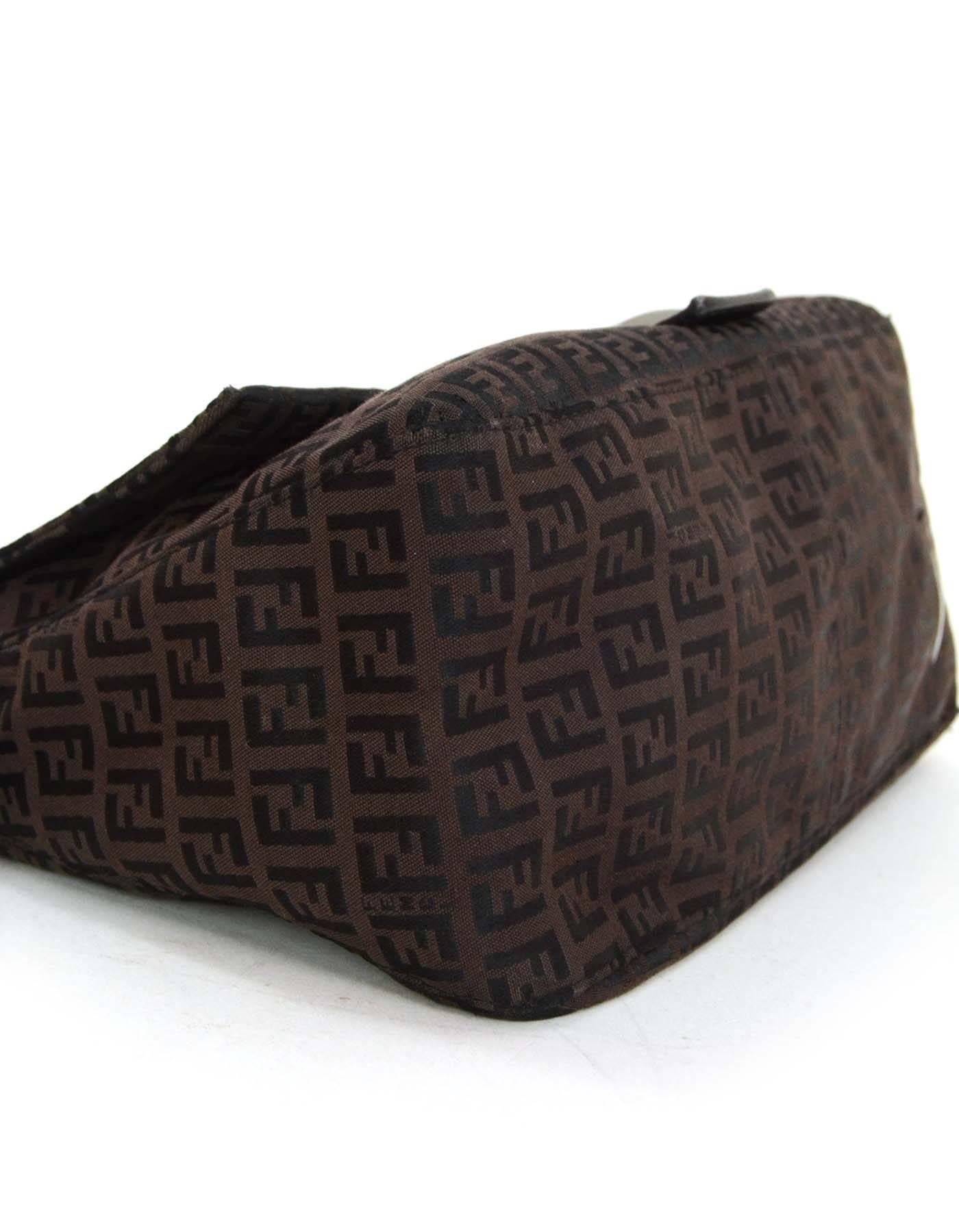 Fendi Brown Zucca Mama Baguette Shoulder Bag SHW In Good Condition In New York, NY