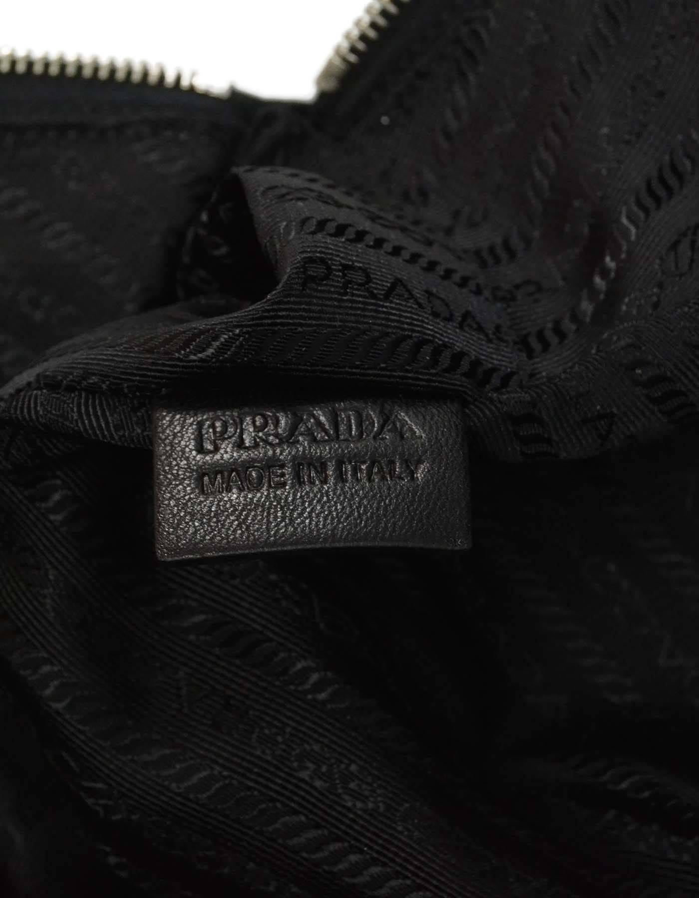 Prada Black Nylon Ruffled Bowler Bag SHW 3