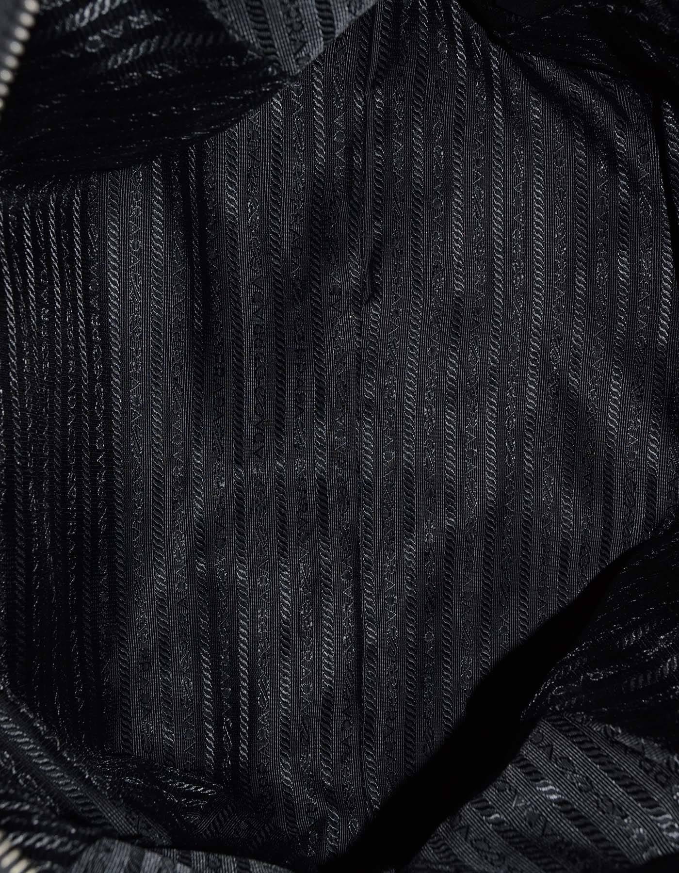 Prada Black Nylon Ruffled Bowler Bag SHW 1