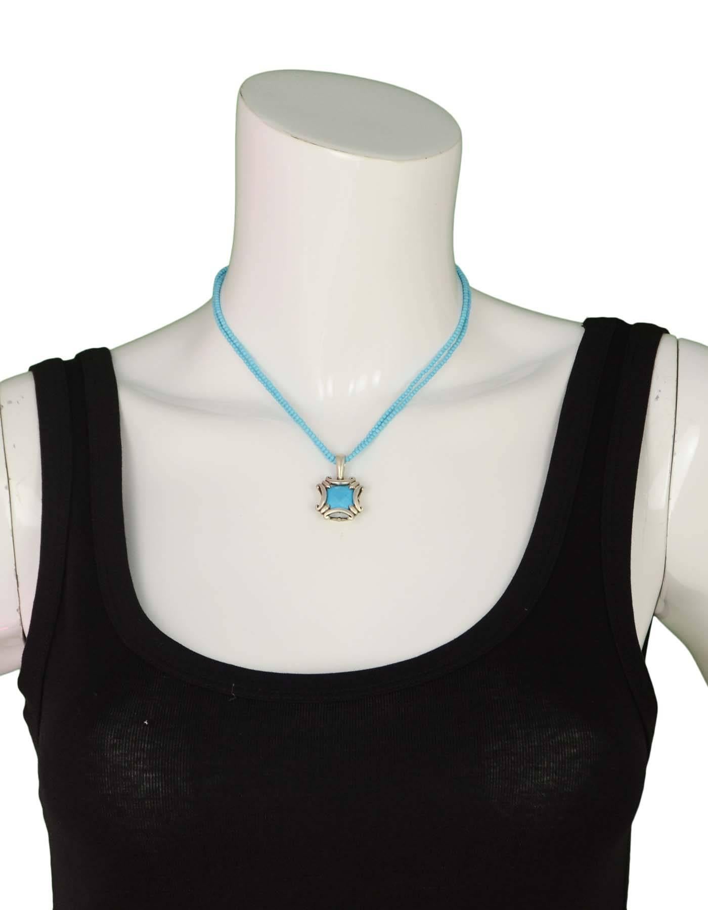 Women's Robin Rotenier Turquoise and Sterling Silver Beaded Pendant Necklace 