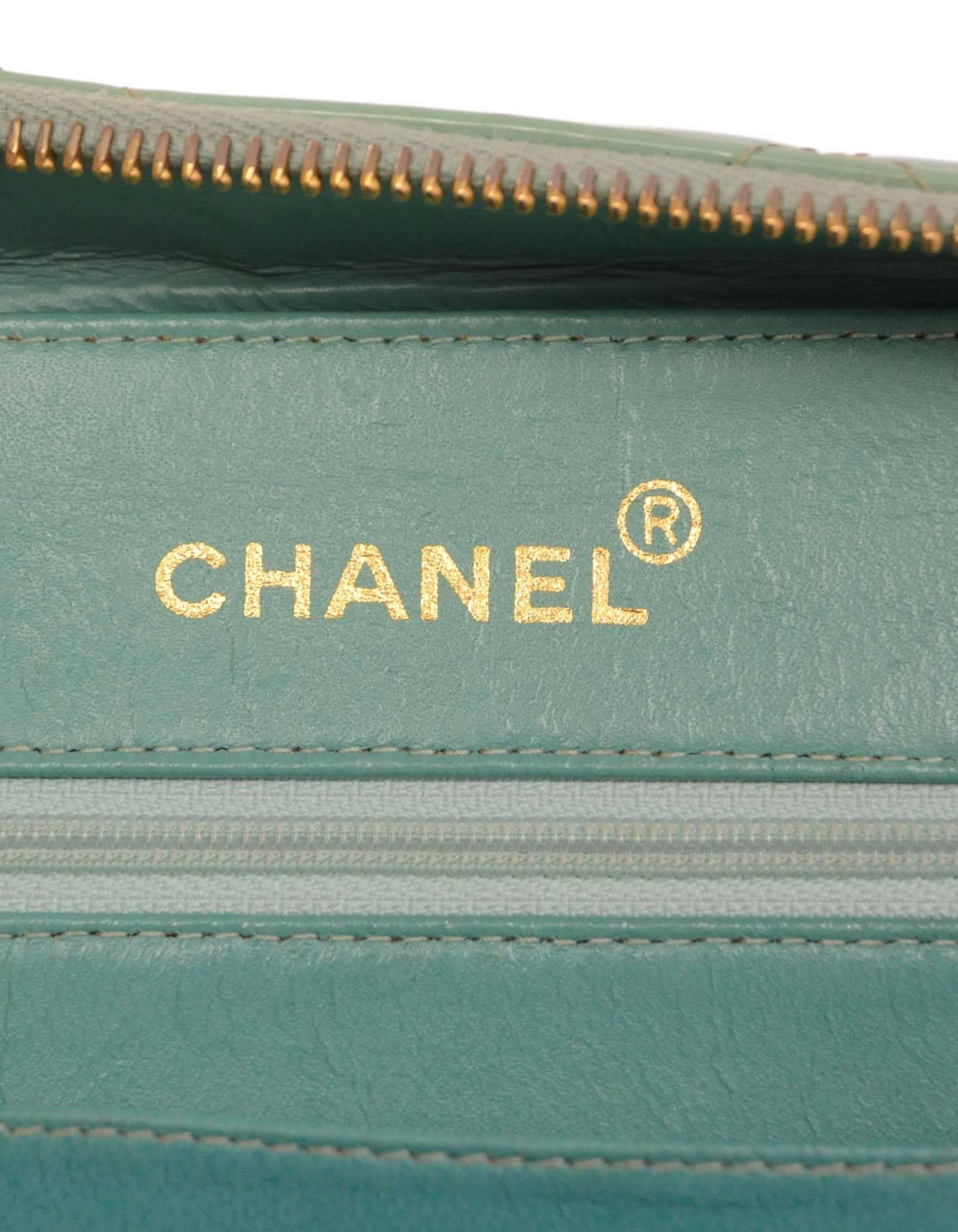 Chanel Vintage Teal Quilted Patent Vanity Crossbody Bag GHW 2