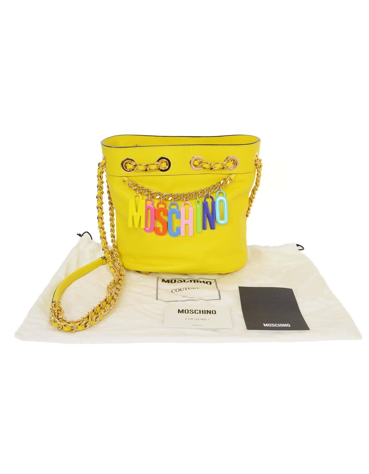 Moschino SOLD OUT Yellow Charm Bucket Crossbody Bag GHW 5