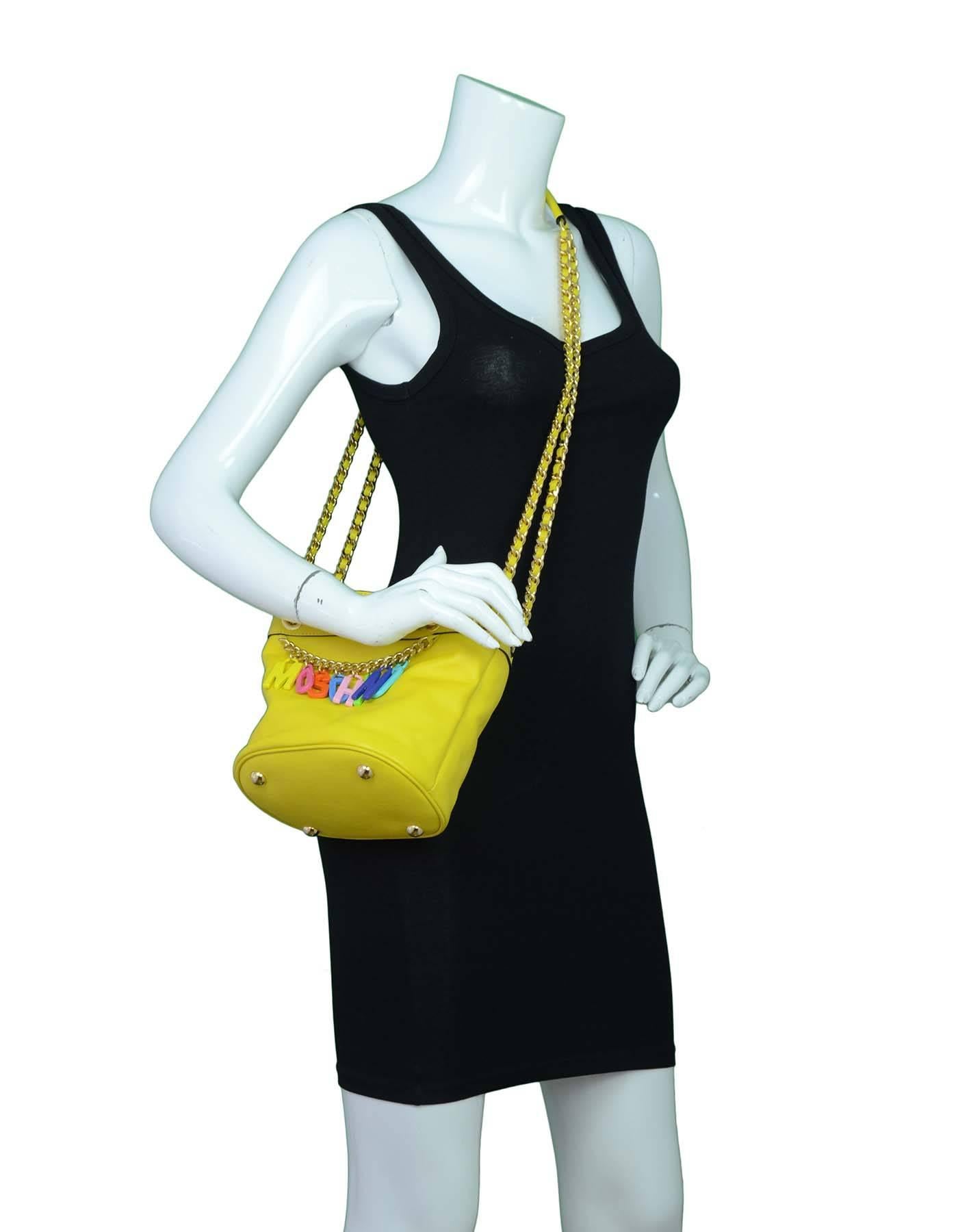 Moschino SOLD OUT Yellow Charm Bucket Crossbody Bag GHW 6