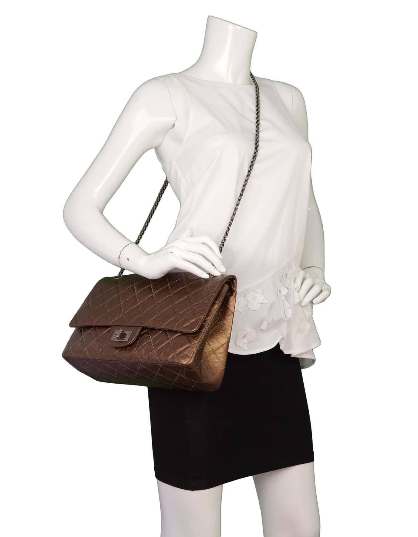 Chanel Bronze Calfskin 2.55 Reissue 227 Double Flap Classic Bag 4