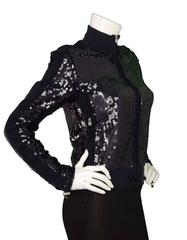 Chanel Navy Sequin Track Sweater Jacket sz 36