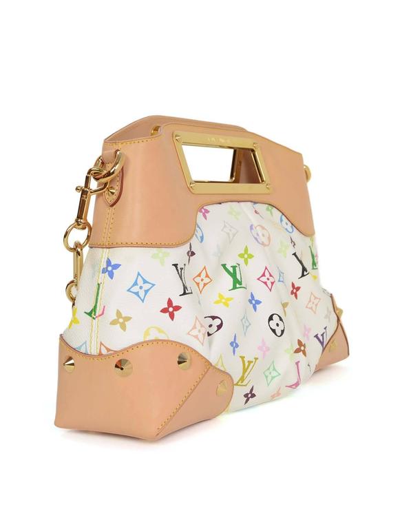 Louis Vuitton White and Multi-Color Monogram &#39;Judy&#39; Tote Bag GHW For Sale at 1stdibs