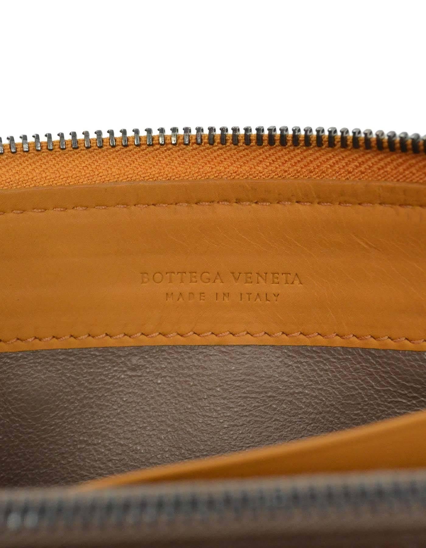 Brown Bottega Veneta Mustard Studded Woven Wristlet Wallet
