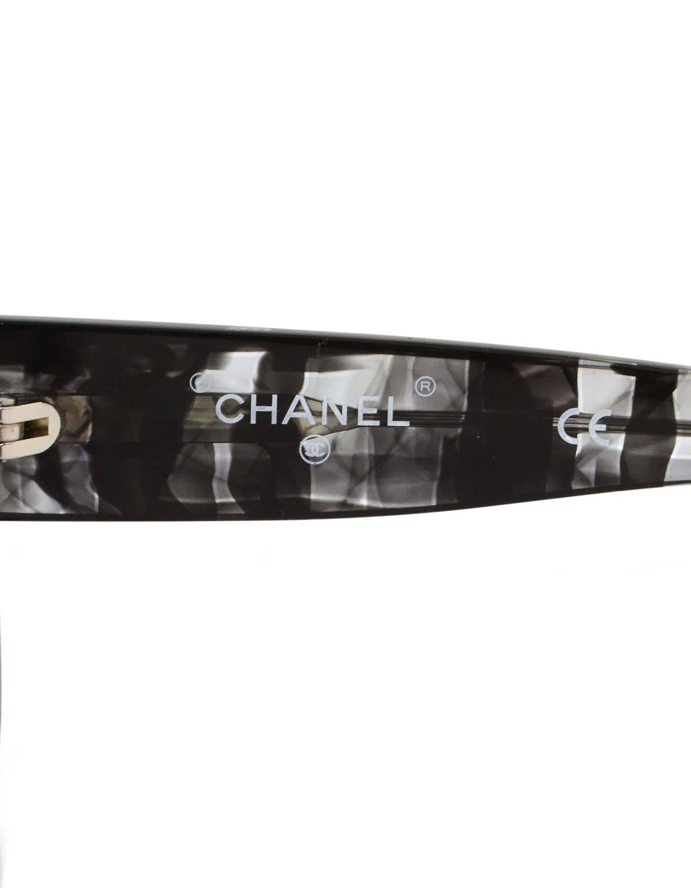 Women's Chanel Clear & Black Plaid Print Resin Sunglasses