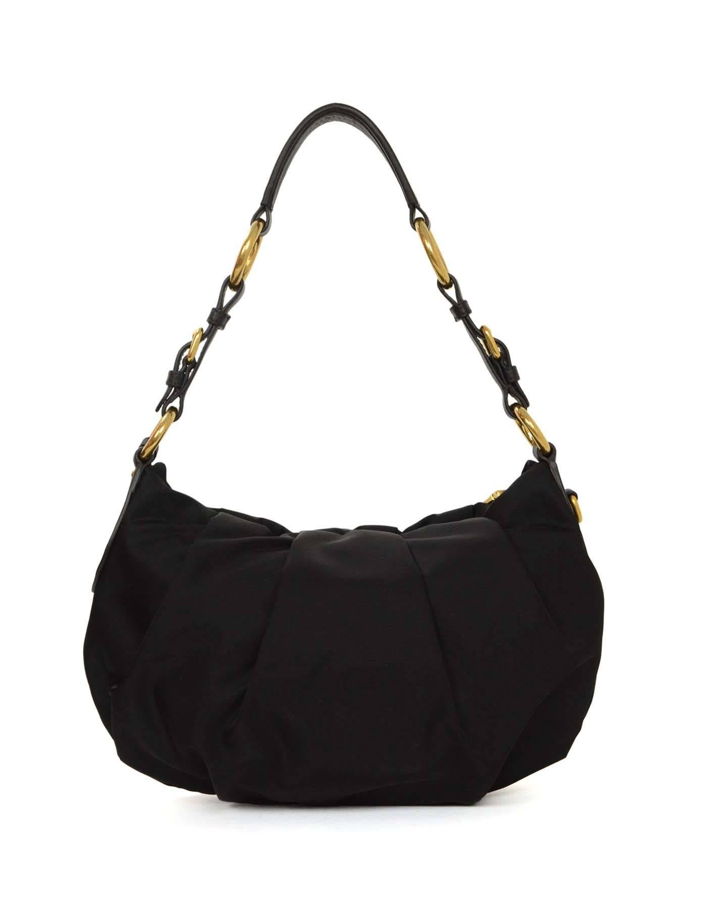 Prada Black Nylon Shoulder Bag GHW In Excellent Condition In New York, NY