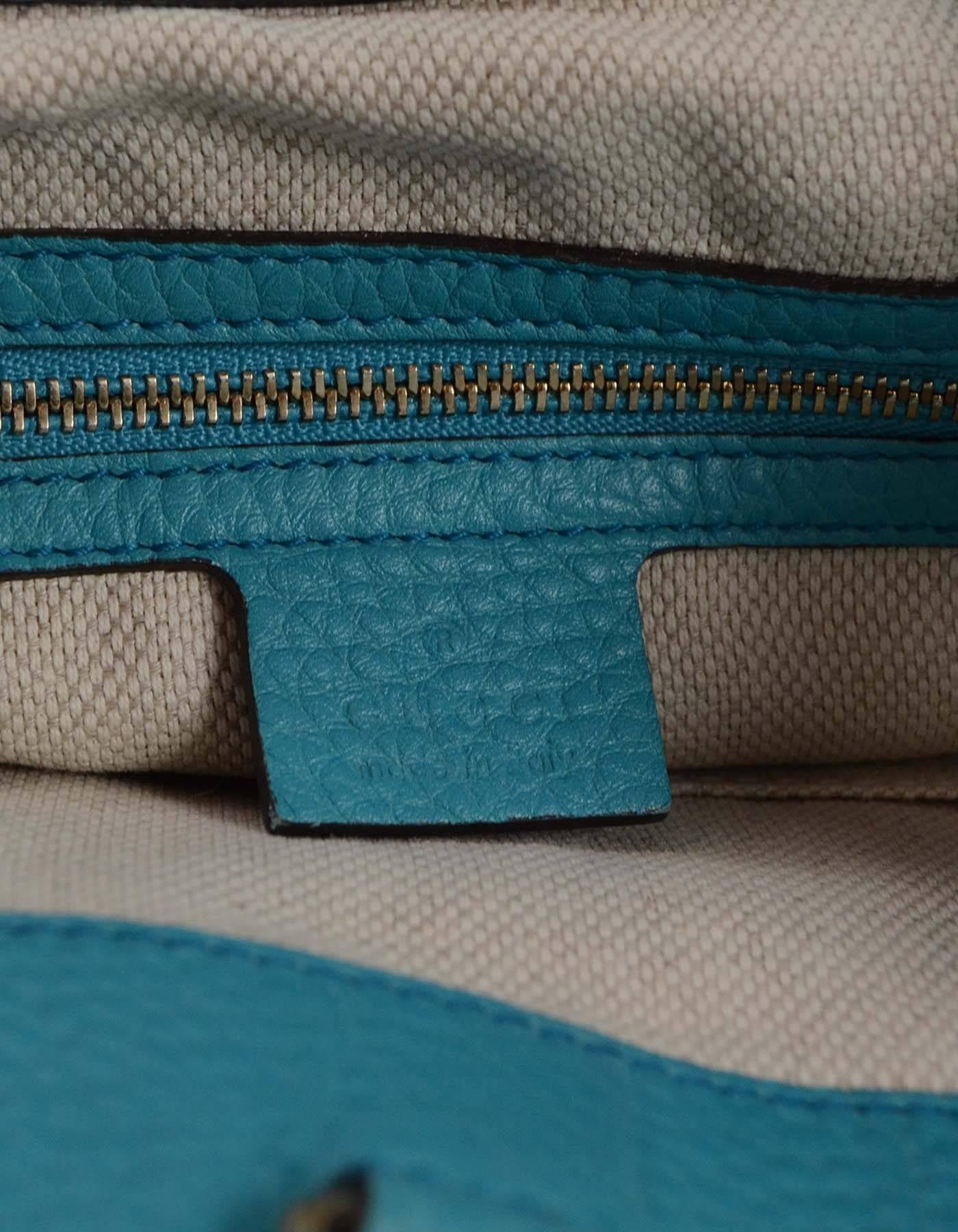 Gucci Turquoise Blue Leather Soho Shoulder Tote Bag GHW  4